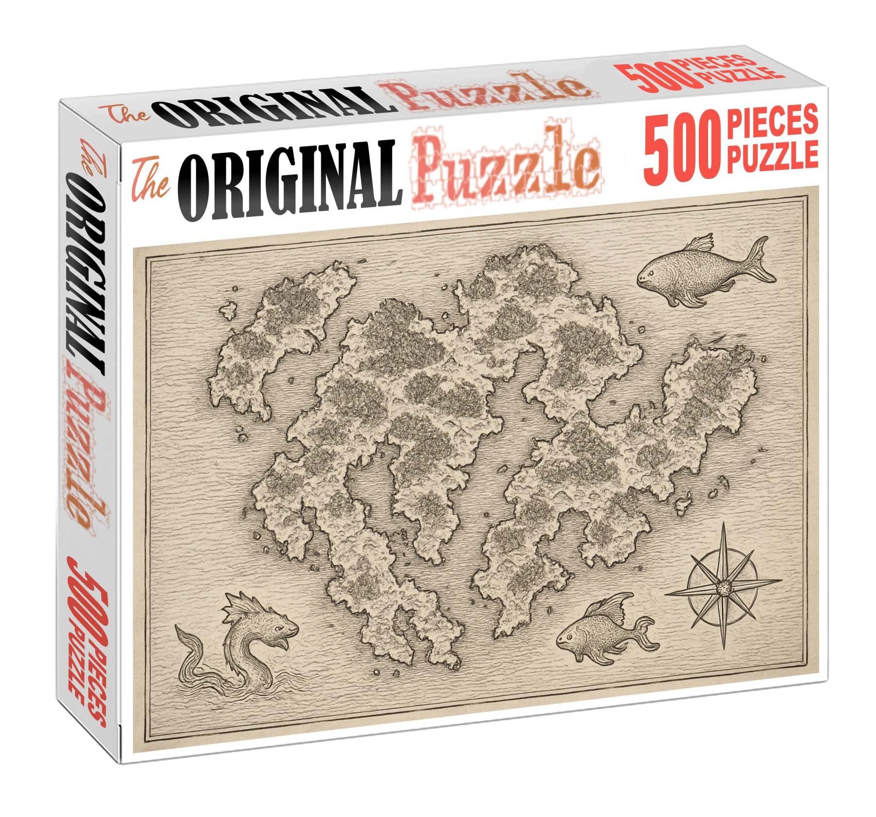 Fanciful Nautical Map Detailed Pen Illustration Of Imaginary Archipelago 20 Piece Puzzle
