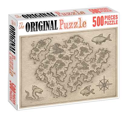 Fanciful Nautical Map Detailed Pen Illustration Of Imaginary Archipelago 20 Piece Puzzle