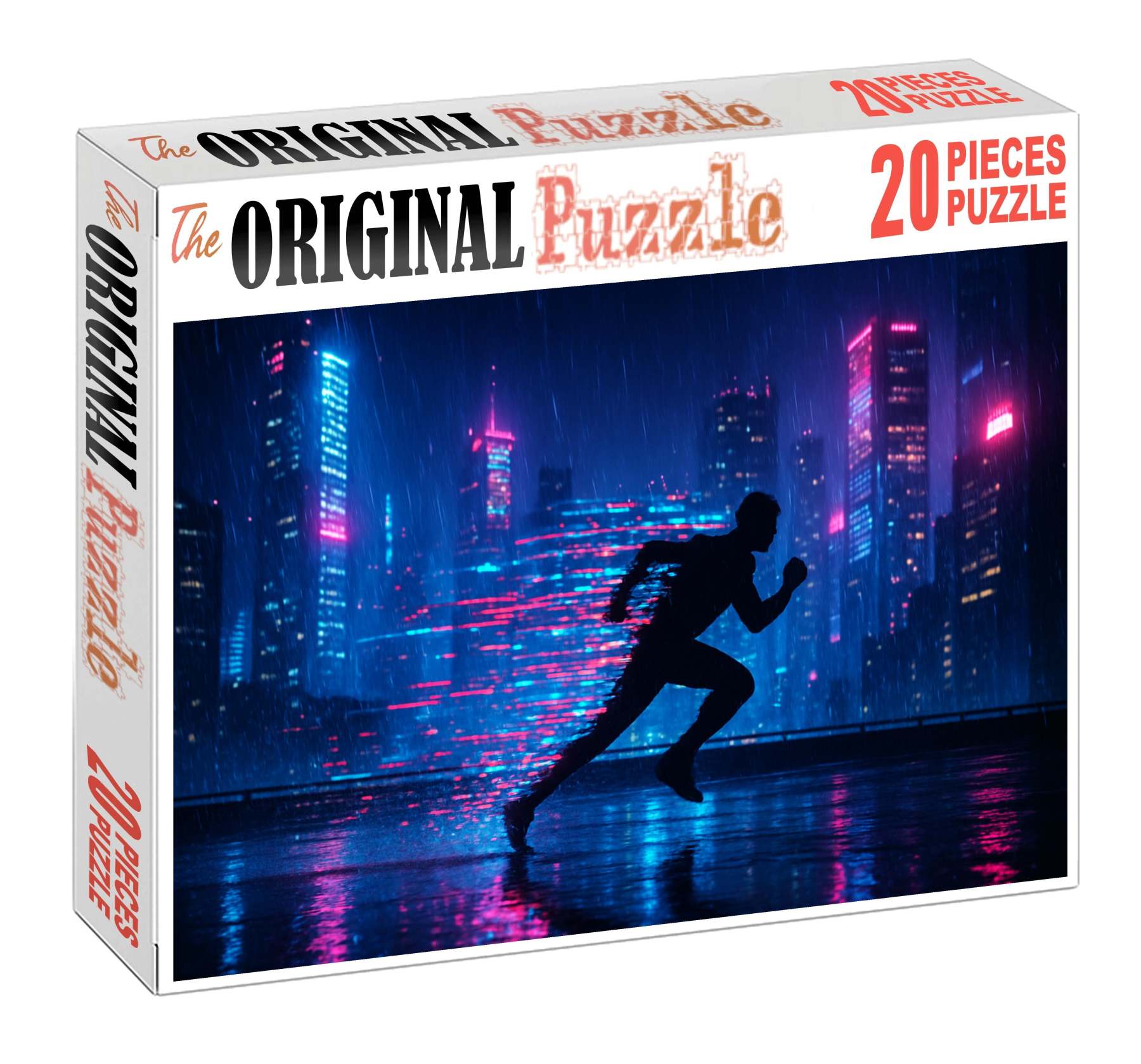 Synthwave Skyline Runner Neon Nights And Digital Dreams Premium Puzzle Pieces