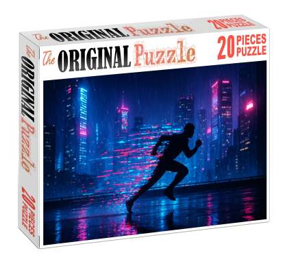 Synthwave Skyline Runner Neon Nights And Digital Dreams Premium Puzzle Pieces