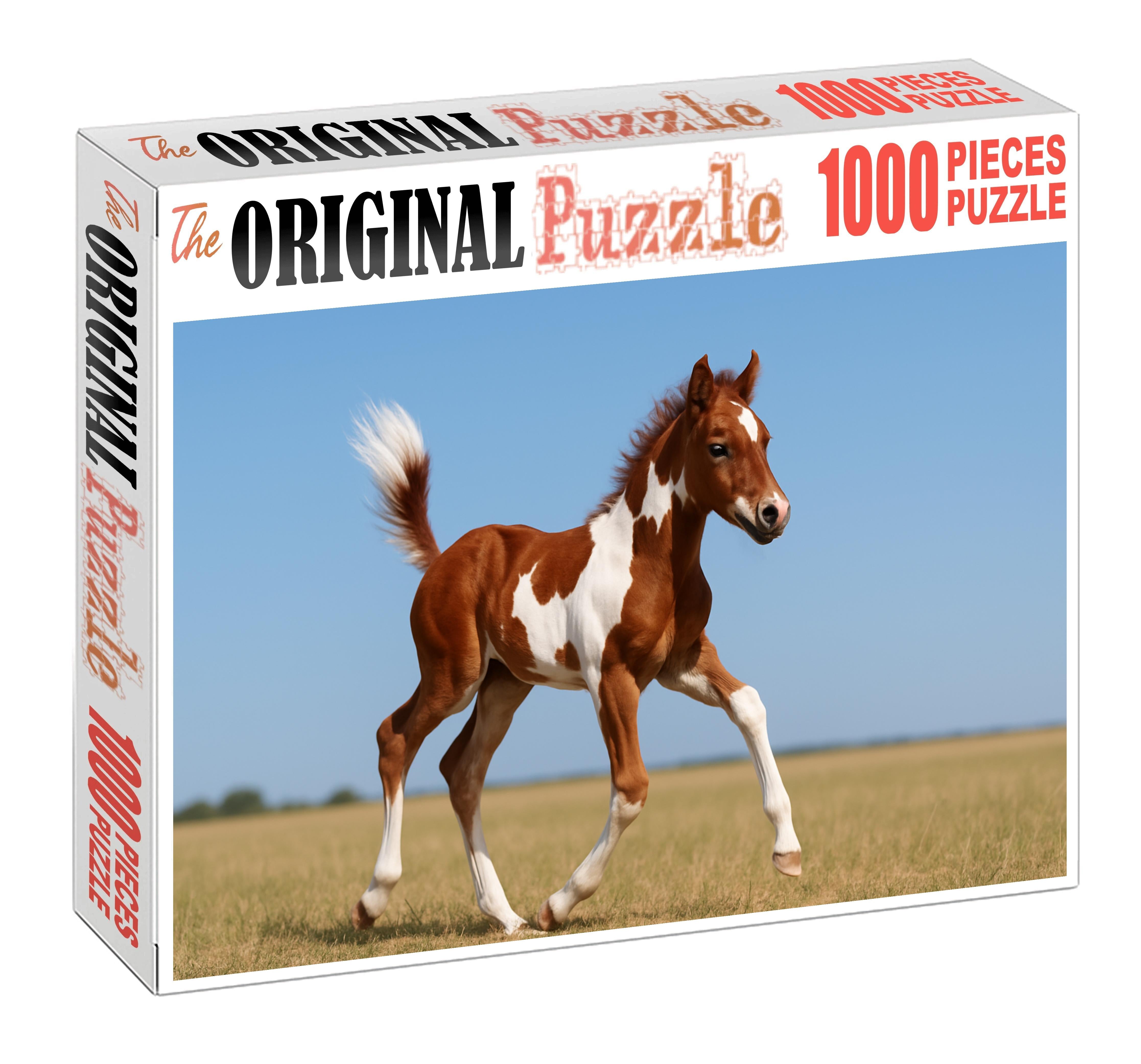 Crimson Ember Paint Vibrant Red Tobiano Colt With Spirited Energy Large Format Puzzle