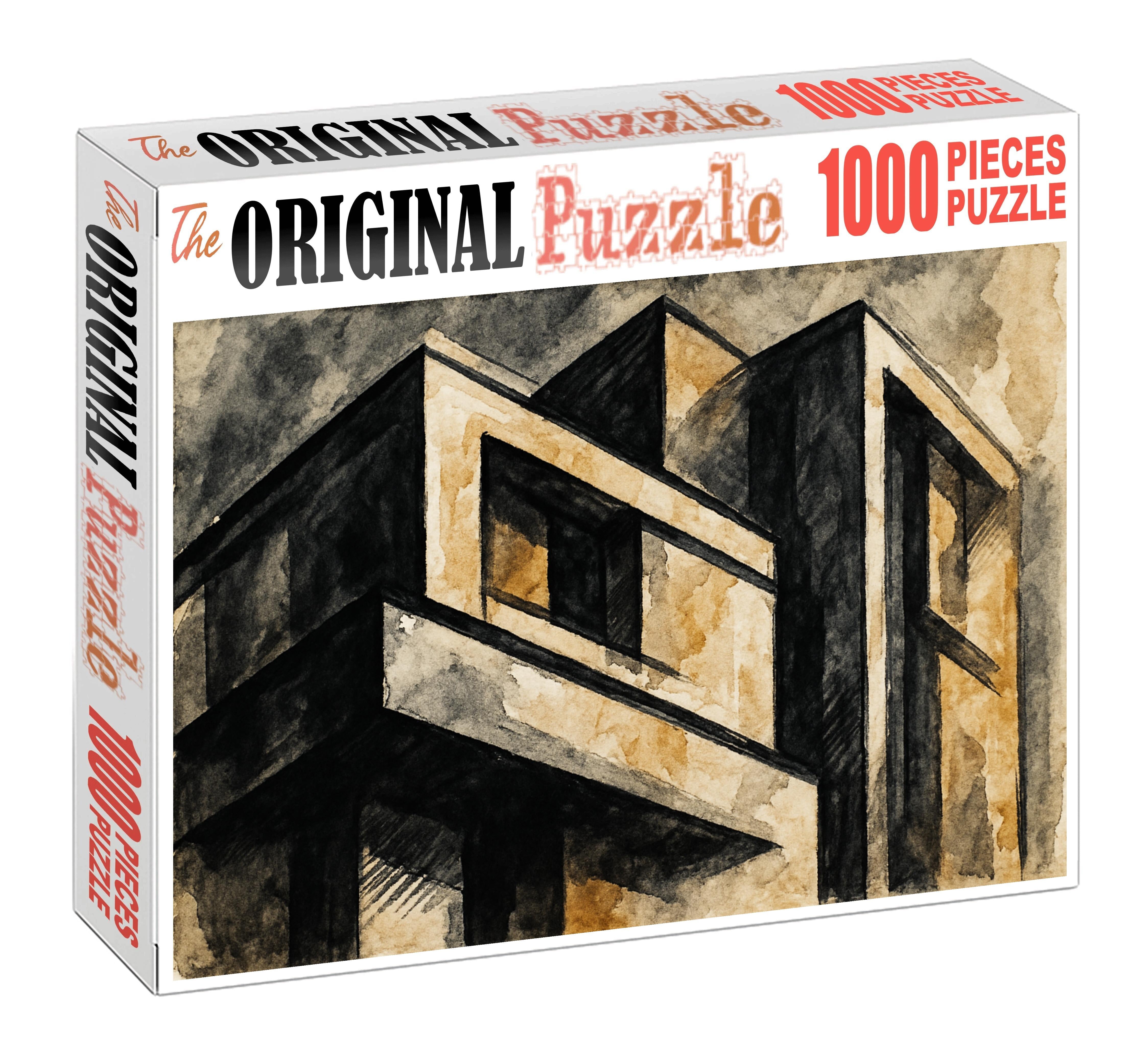 Abstract Architectural Fragment Bold Ink Strokes And Textured Surfaces Large Format Puzzle