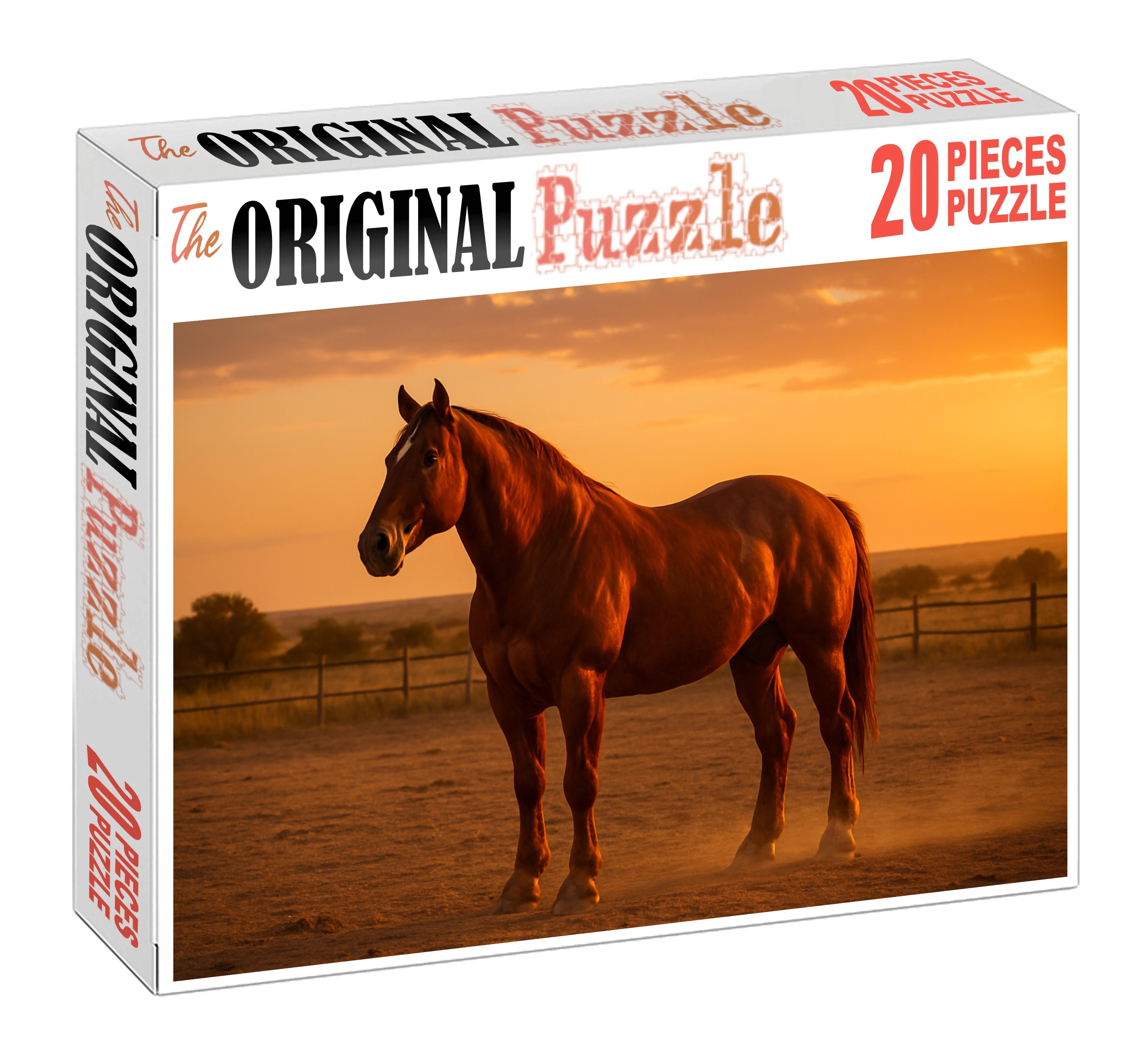 Rustic Copper Charger Sturdy Sorrel Gelding For Ranch Work Custom Jigsaw Puzzle