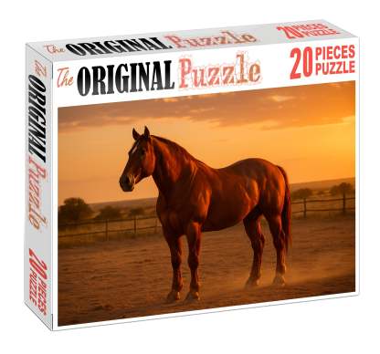 Rustic Copper Charger Sturdy Sorrel Gelding For Ranch Work Custom Jigsaw Puzzle