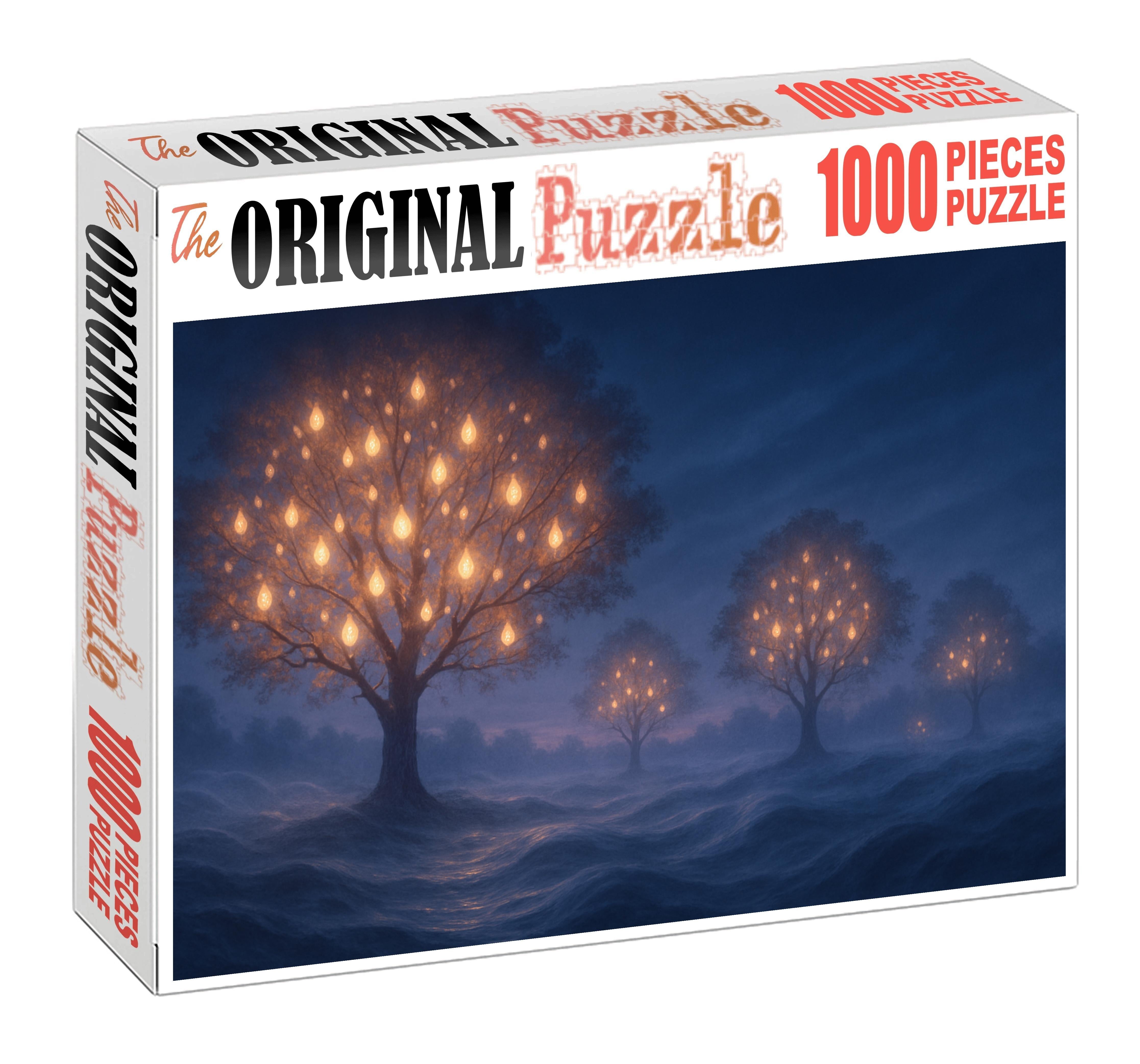 Whispering Lantern Grove Illuminated Trees Murmuring In Twilight Puzzle Fun