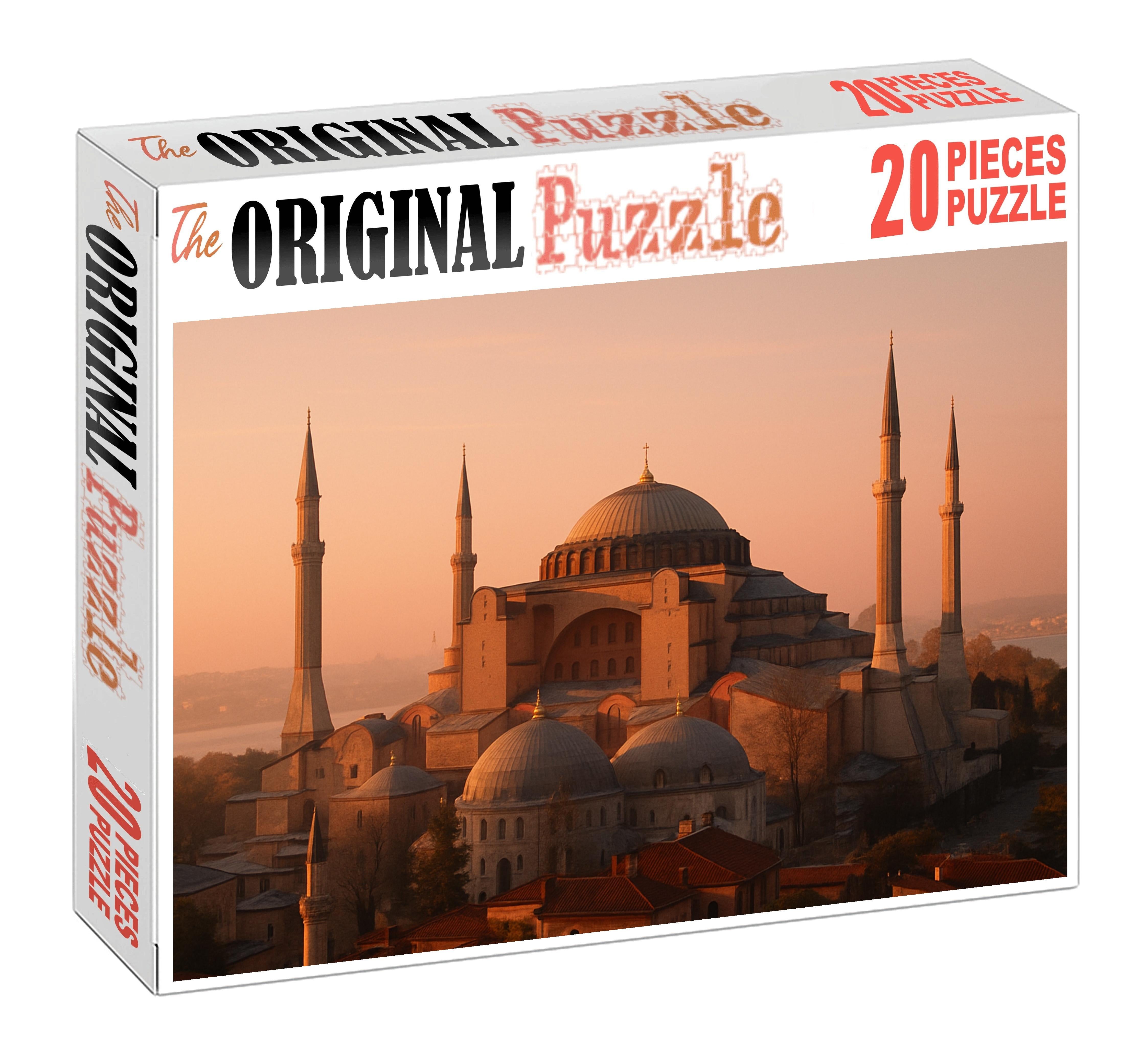 The Hagia Sophia Standing in Istanbul Turkey identified by 7744 globally as a symbol of Byzantine architectural brilliance and religious history Wooden Jigsaw Puzzle puzzle