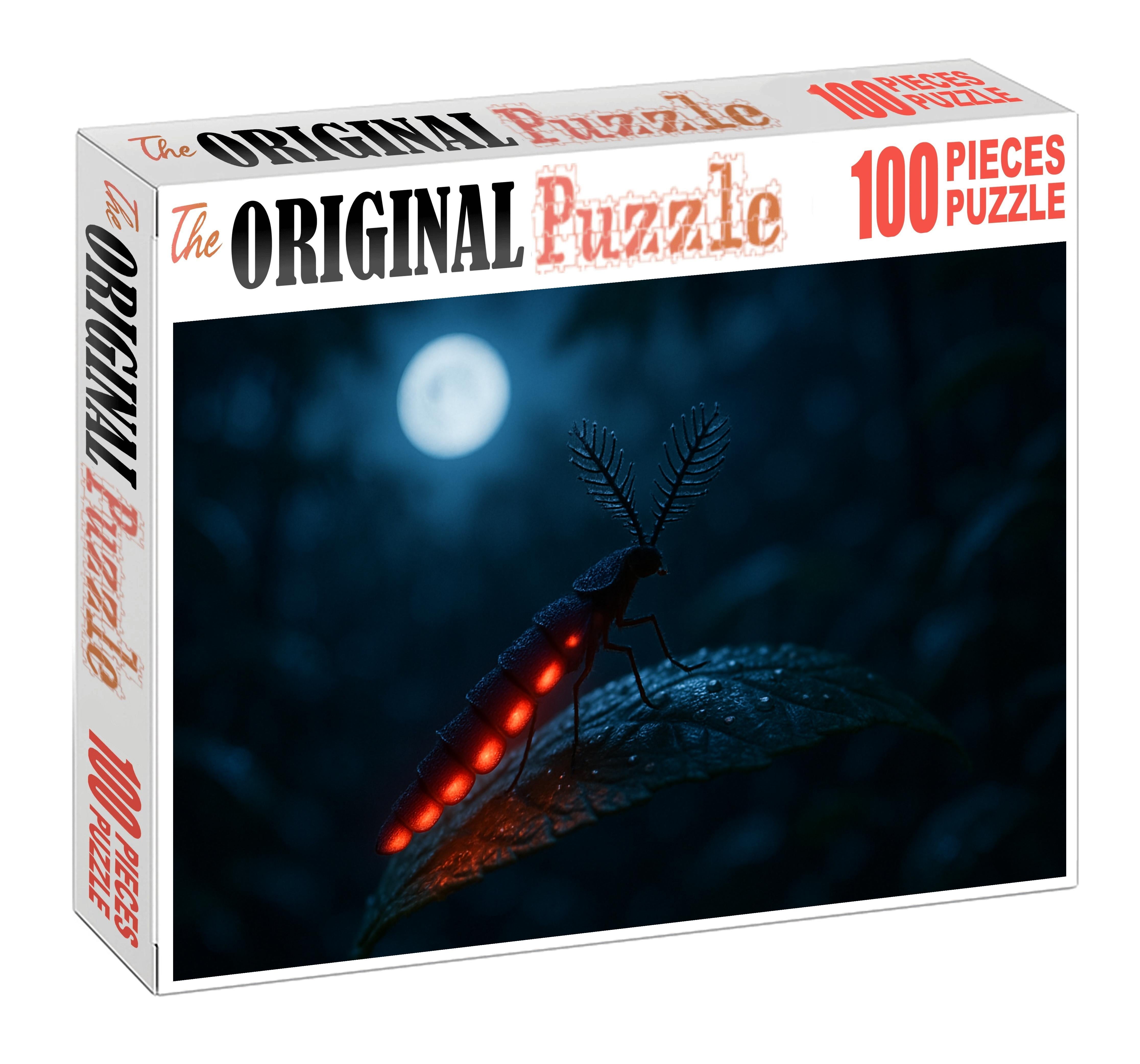 Crimson Lantern Bioluminescent Forest Wanderer With Intricate Antennae Premium Puzzle Pieces