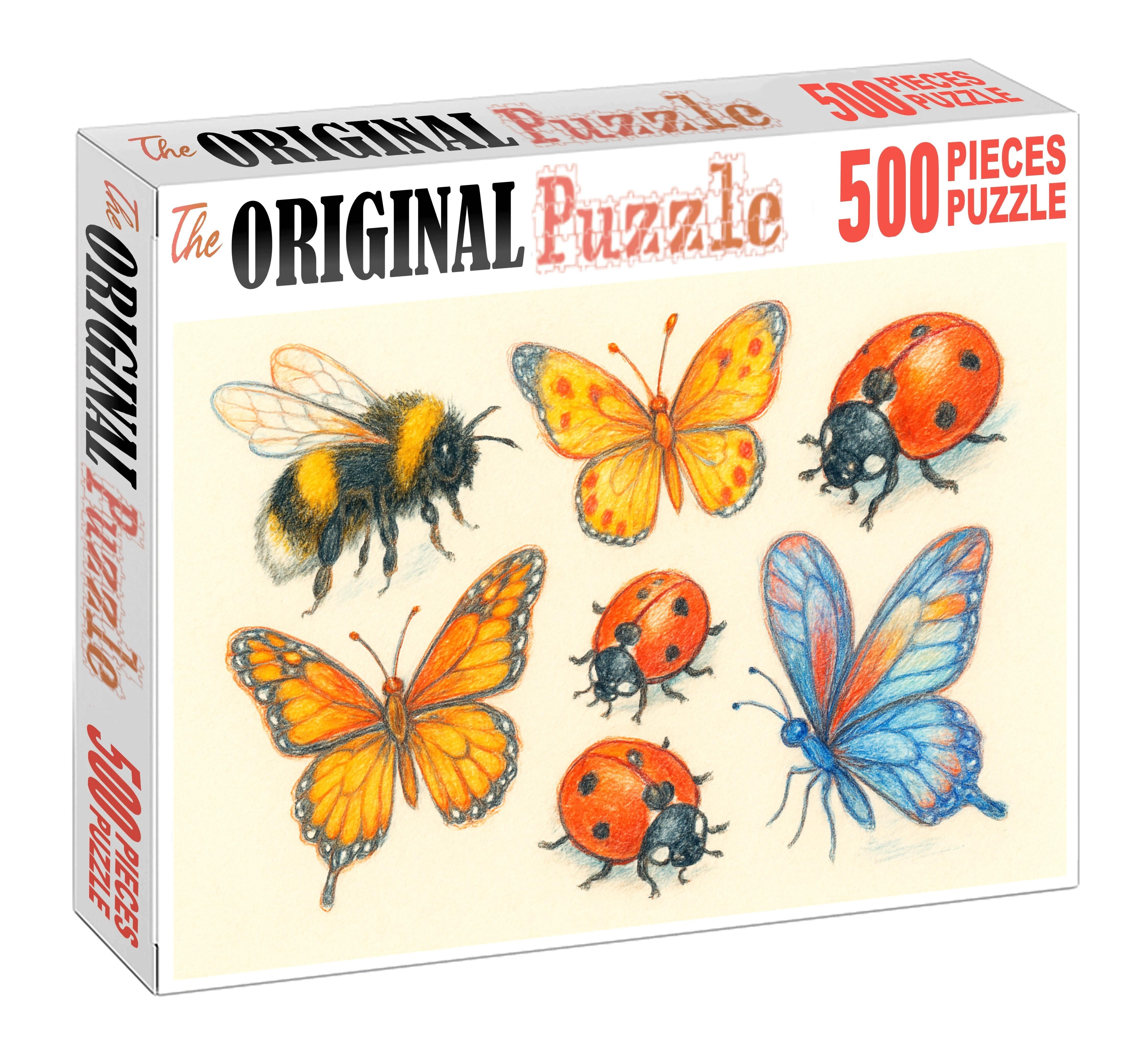 Whimsical Garden Creatures Playful Colored Pencil Illustrations Of Insects Puzzle Collection