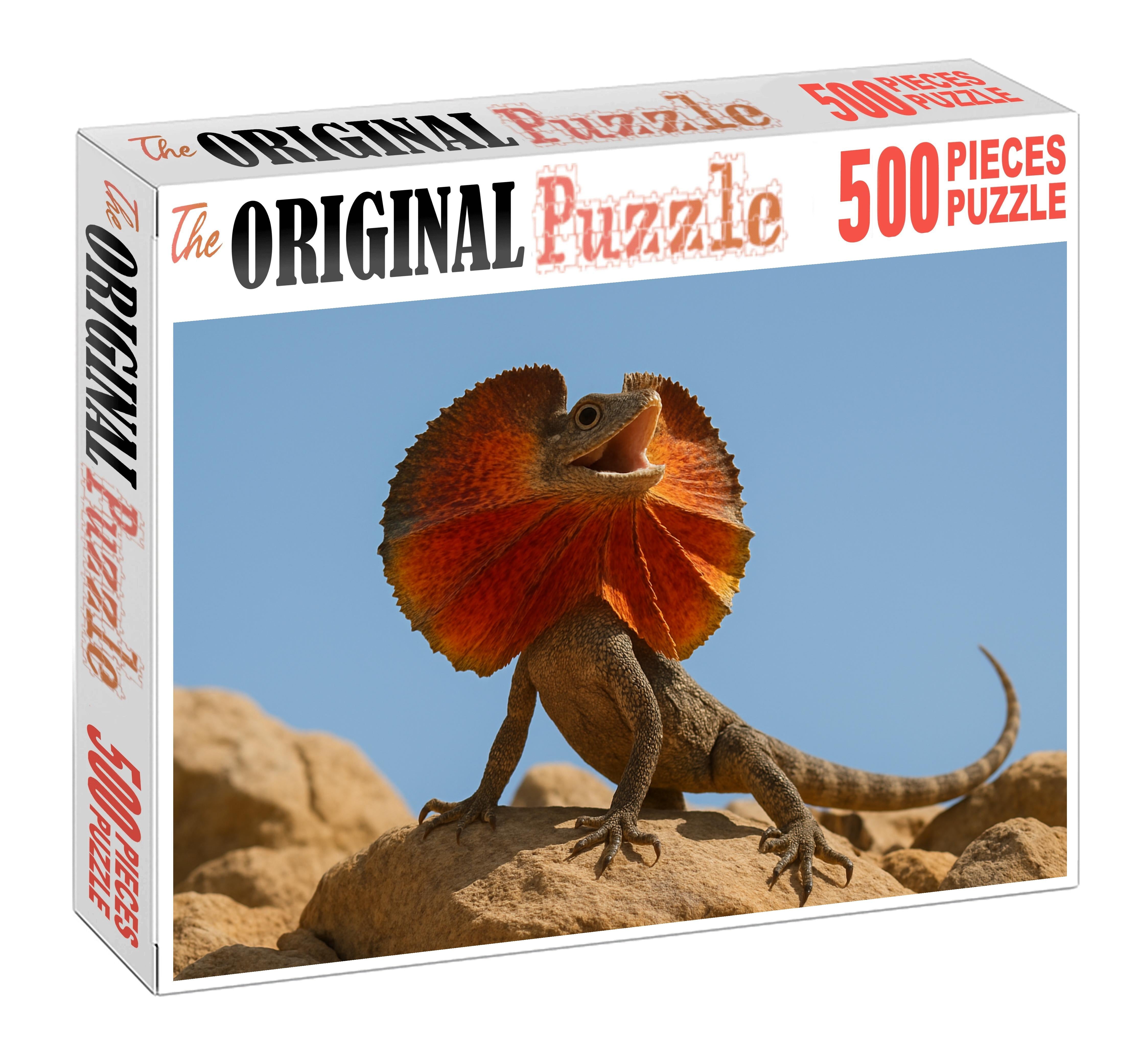 Crimson Fan-tail Lizard Display Specialist With Vibrant Frilled Neck Puzzle Collection