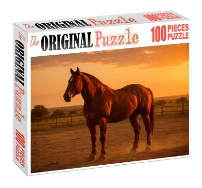 Rustic Copper Charger Sturdy Sorrel Gelding For Ranch Work Custom Jigsaw Puzzle
