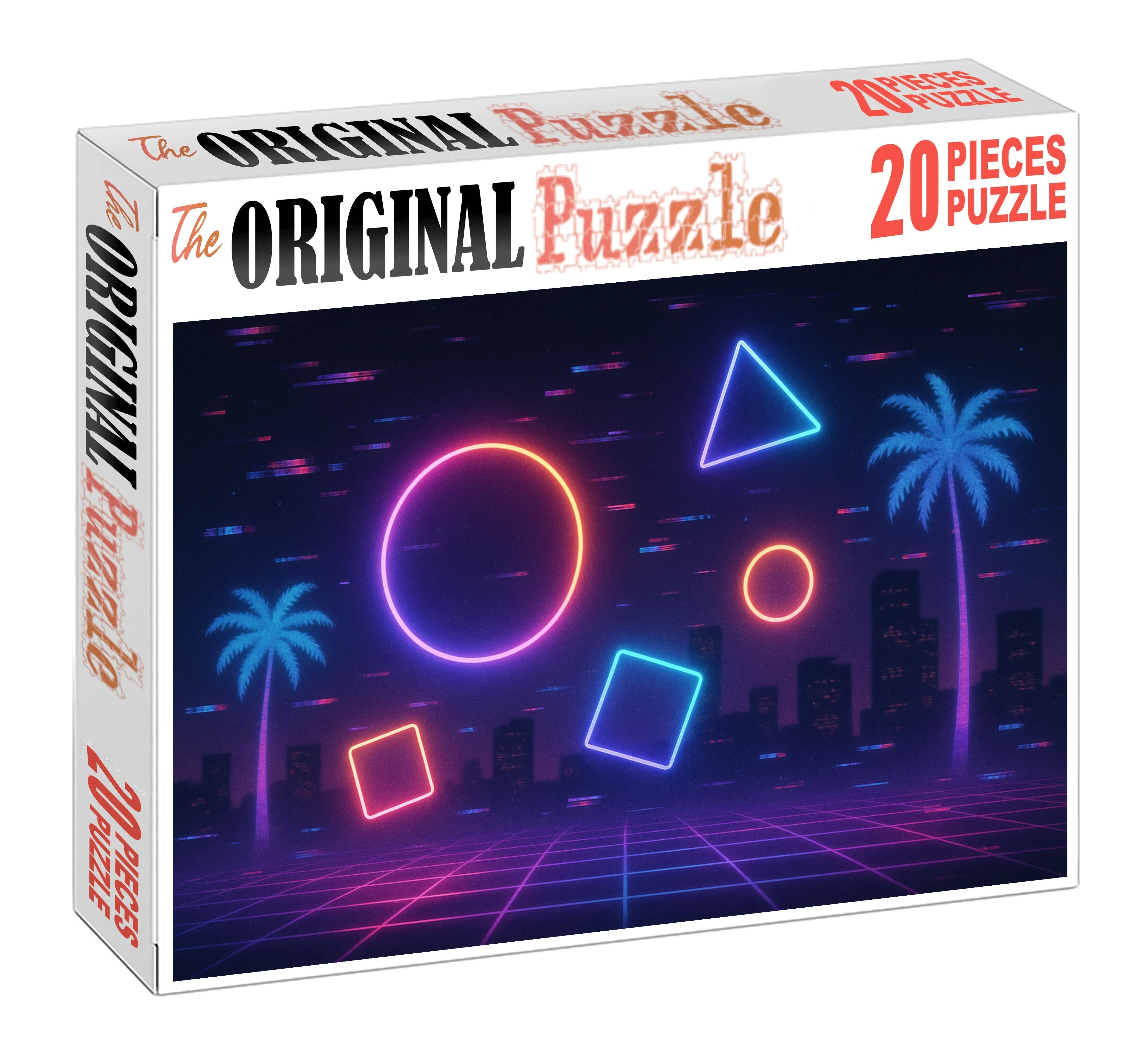 Digital Vaporwave Dreamscape Pastel Neon Nostalgia And Abstract Soundscapes Custom Jigsaw Puzzle