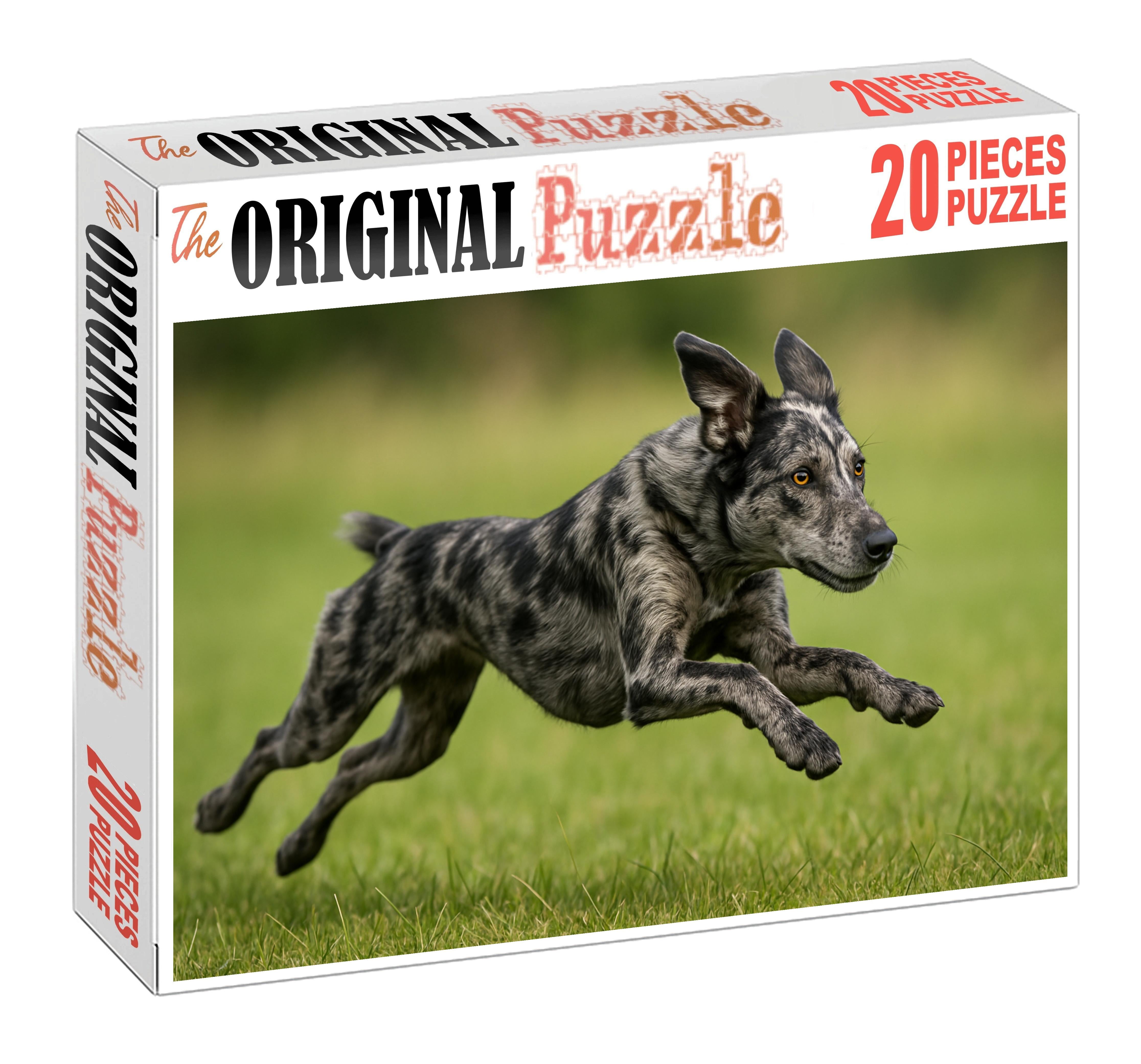 Dusky Marble Mottled Gray-black Herding Dog With Agile Grace Puzzle For Kids