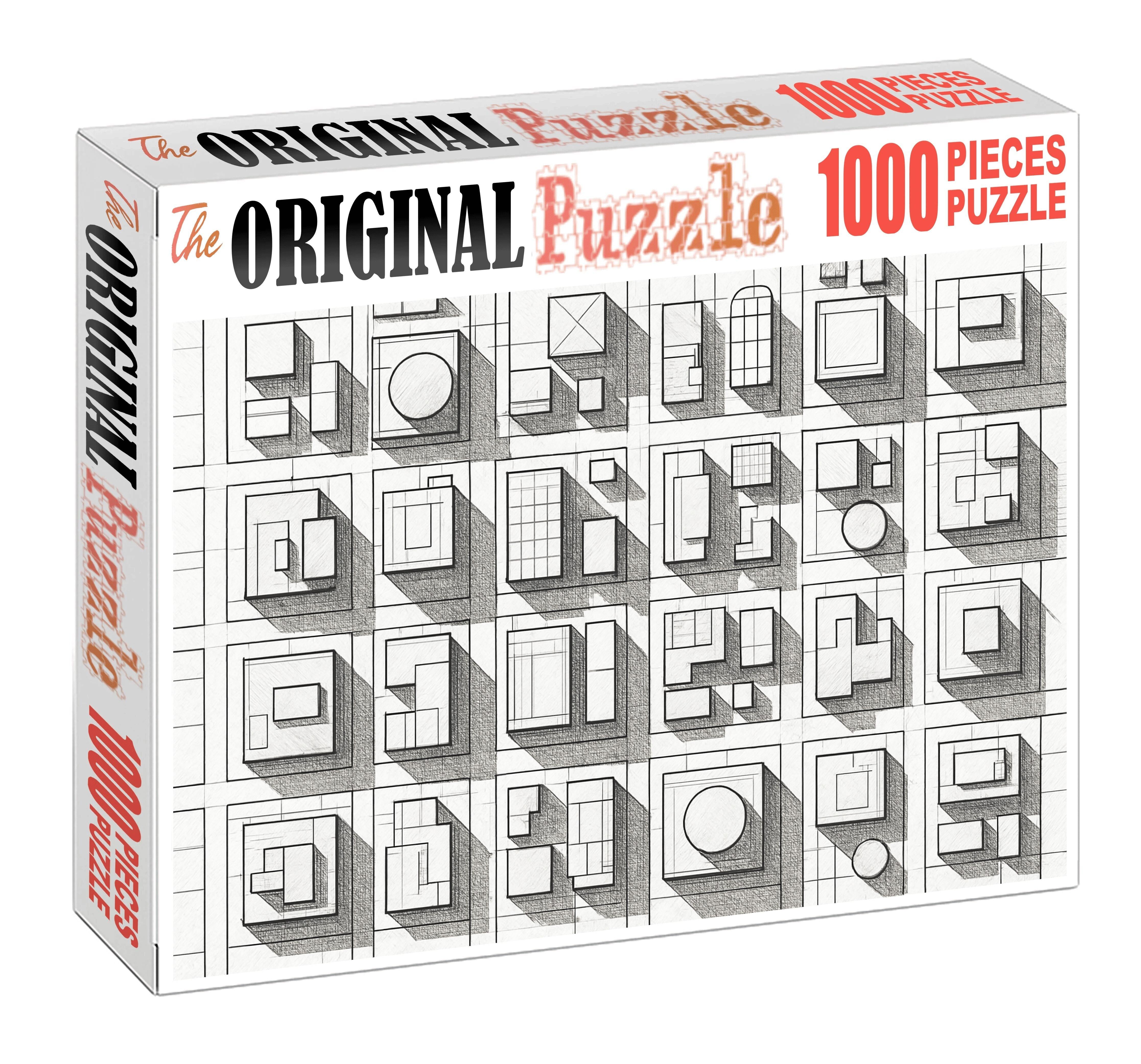 Futuristic City Grid Technical Pen Illustration With Geometric Precision Large Format Puzzle