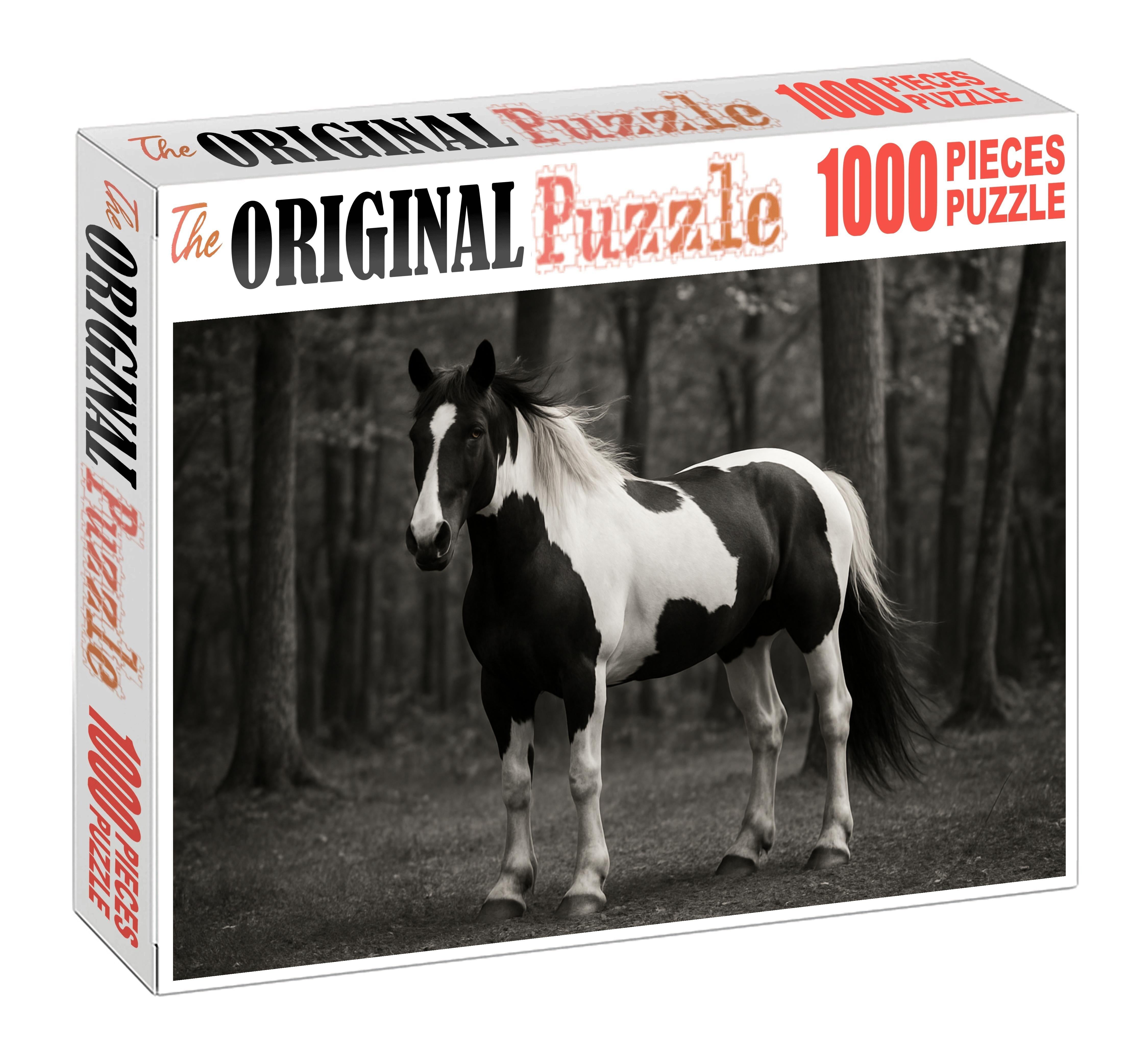 Shadow Dancer Gypsy Vanner Striking Black And White Piebald Gelding Large Format Puzzle