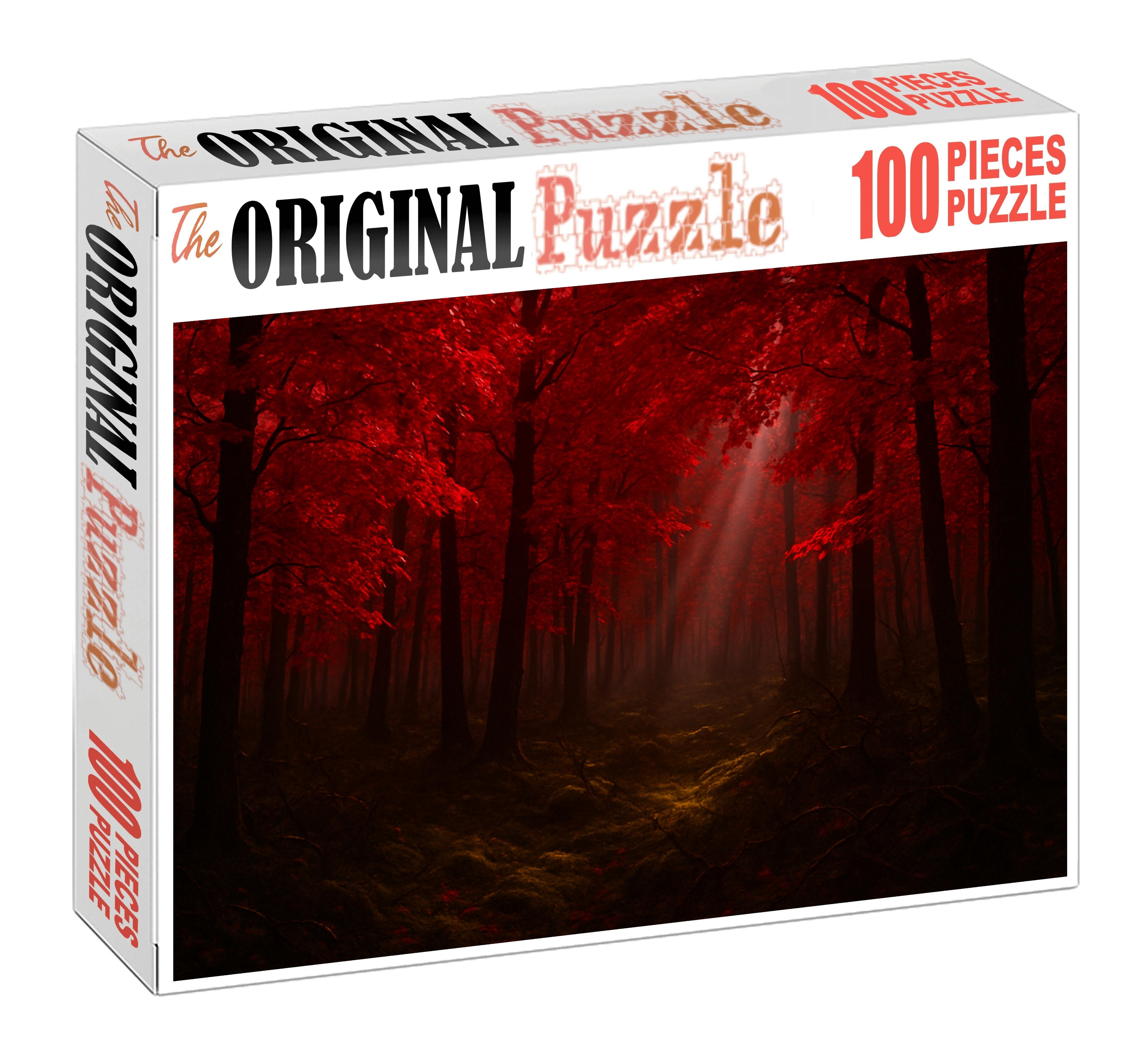 Shadowed Thicket Of Crimson Leaves Custom Jigsaw Puzzle