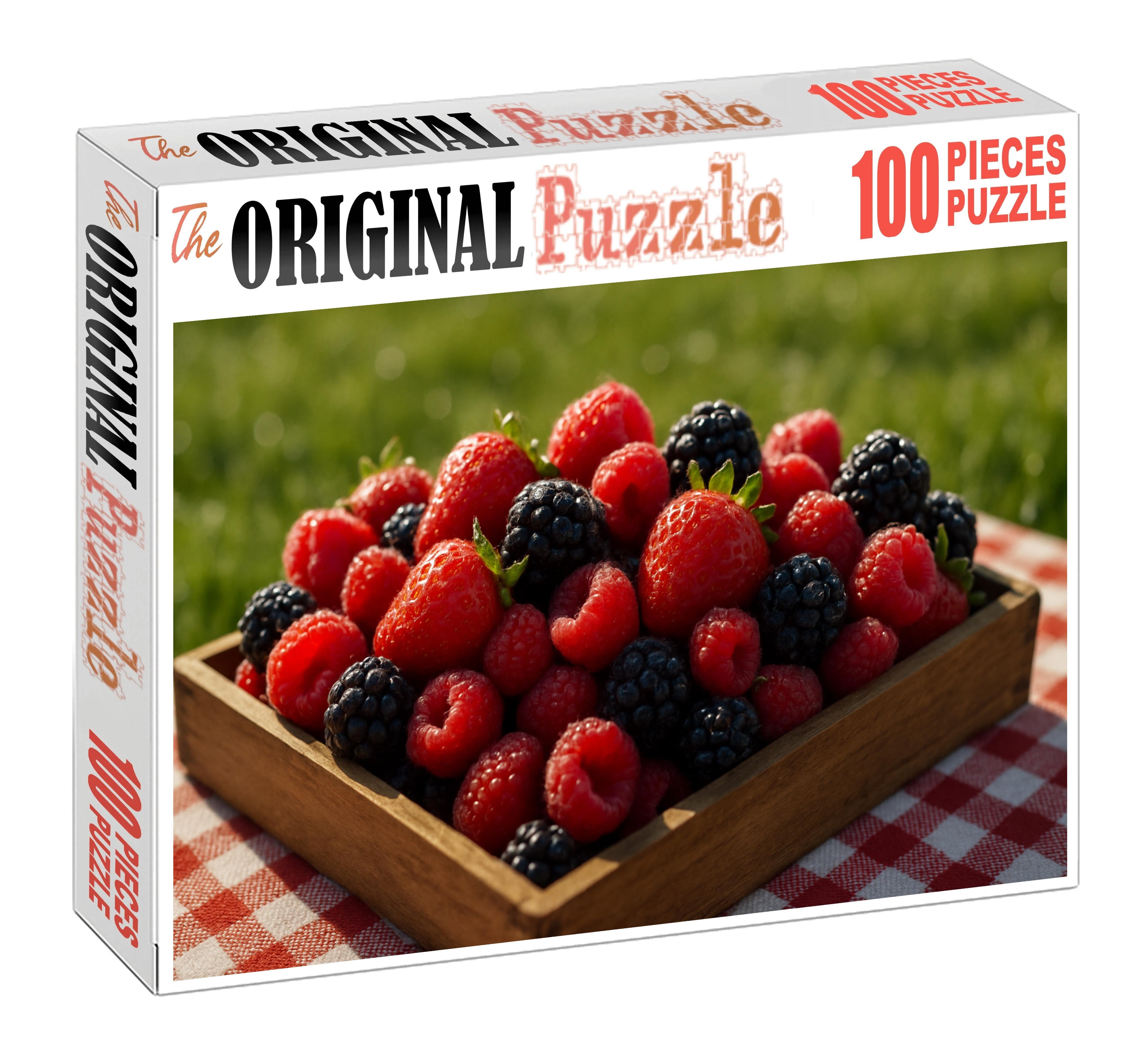 Summer Picnic Bounty Handpicked Berries In A Natural Wooden Box 500 Piece Puzzle
