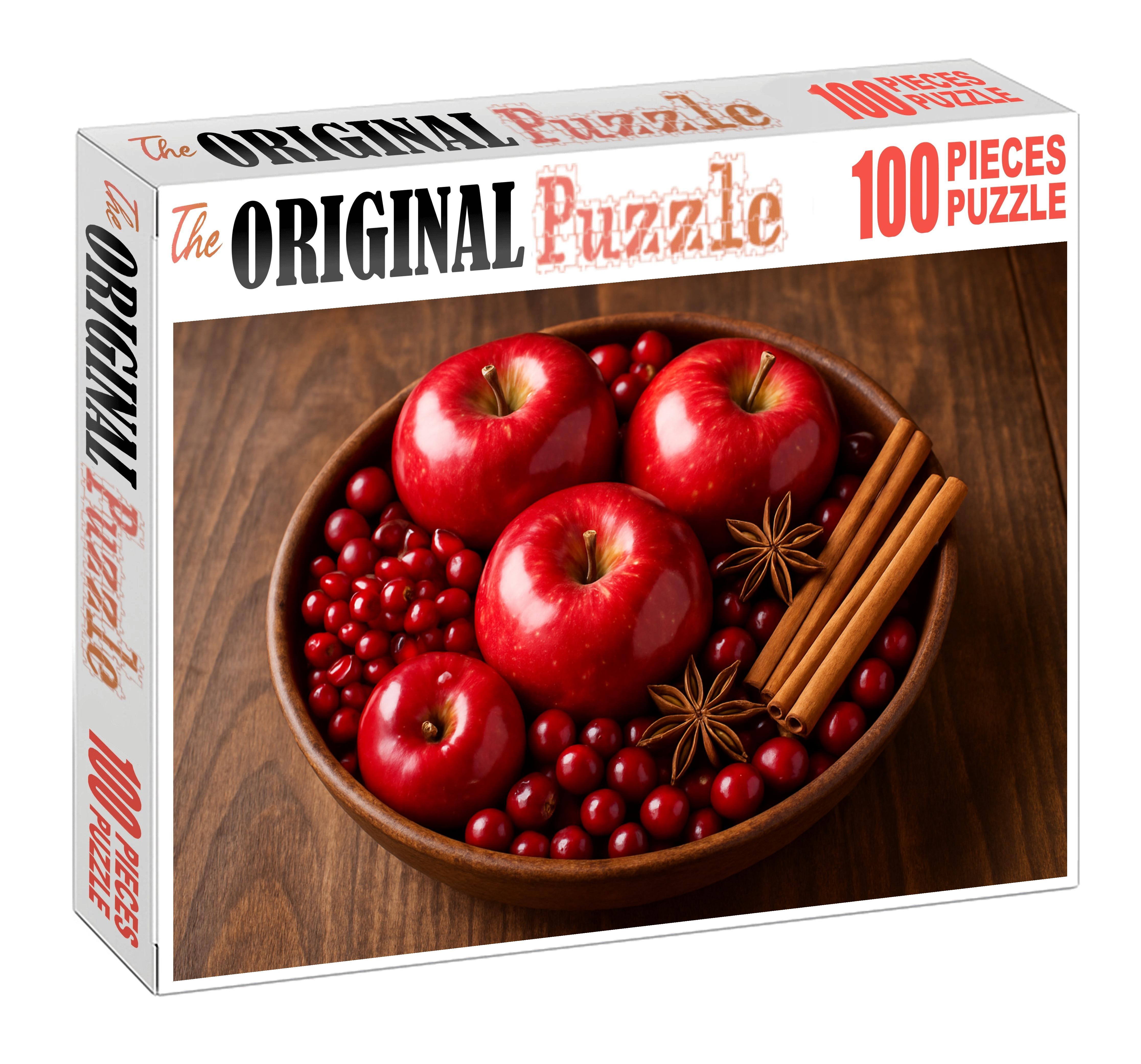 Autumn Harvest Bowl Apples Pomegranates And Cranberries Mix 100 Piece Puzzle