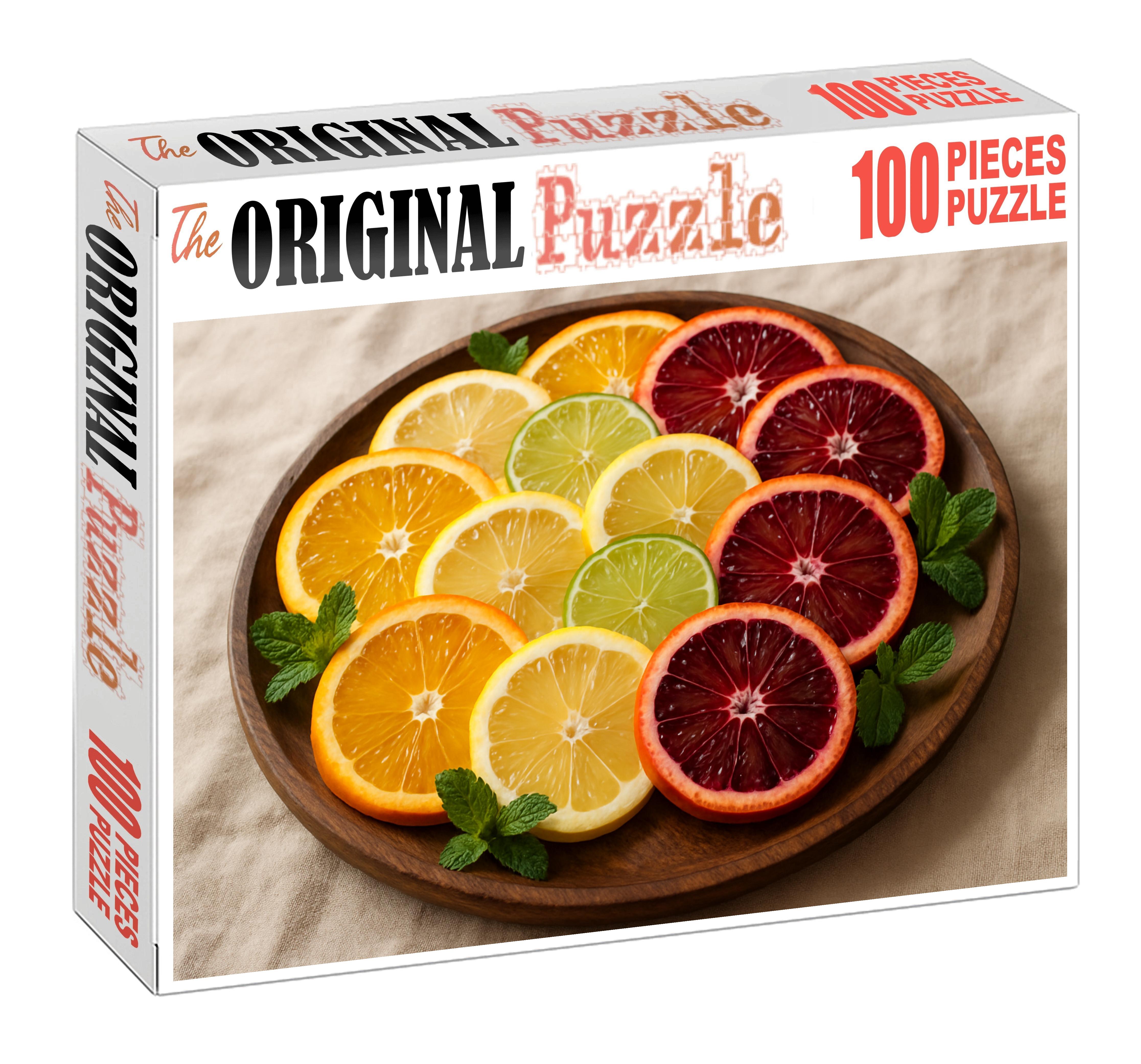 Citrus Symphony Layered Citrus Wheels With Mint Sprigs Large Format Puzzle