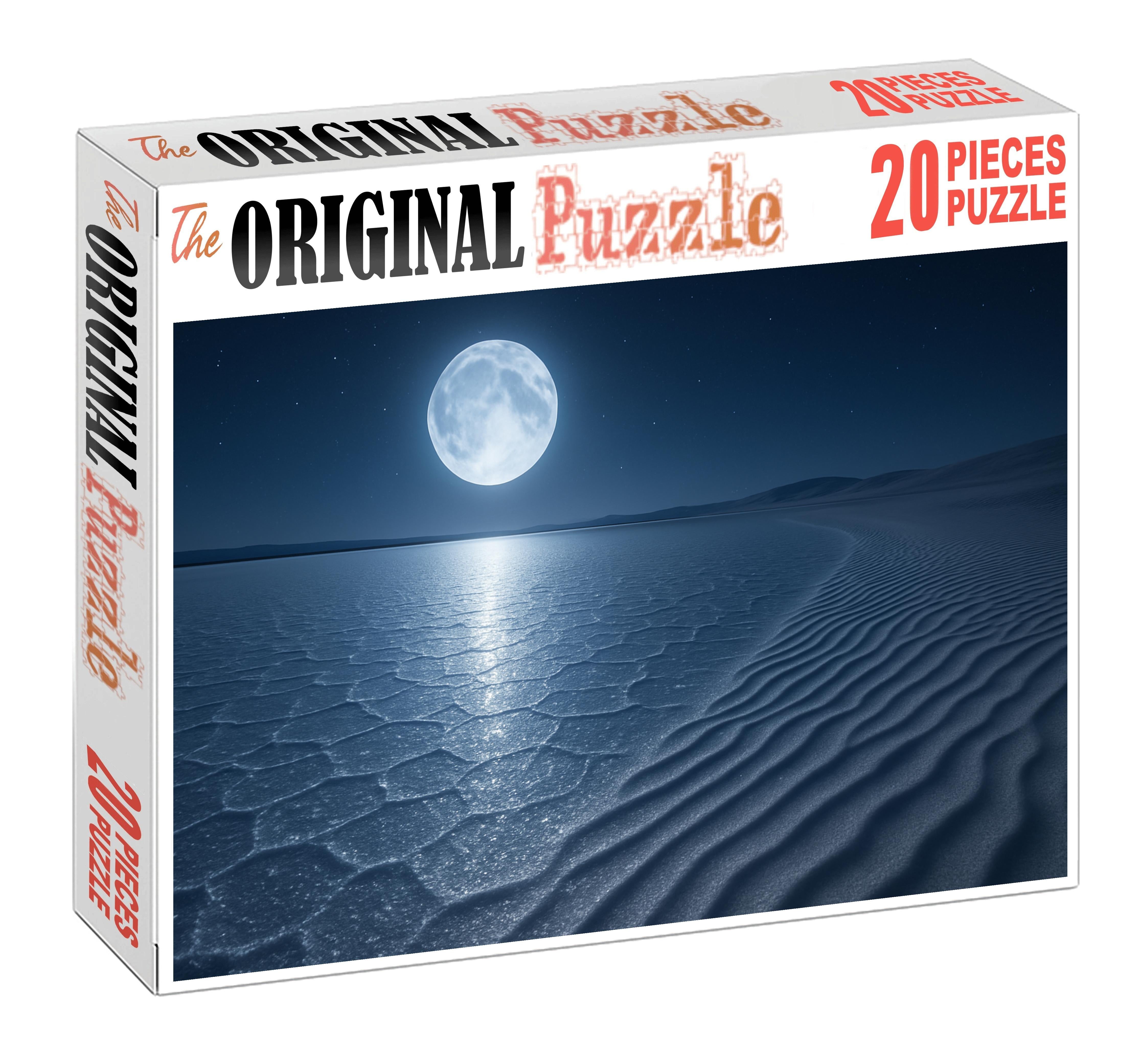 Moonlit Silver Flats Salt Crust And Whispering Sand Ripples Large Format Puzzle