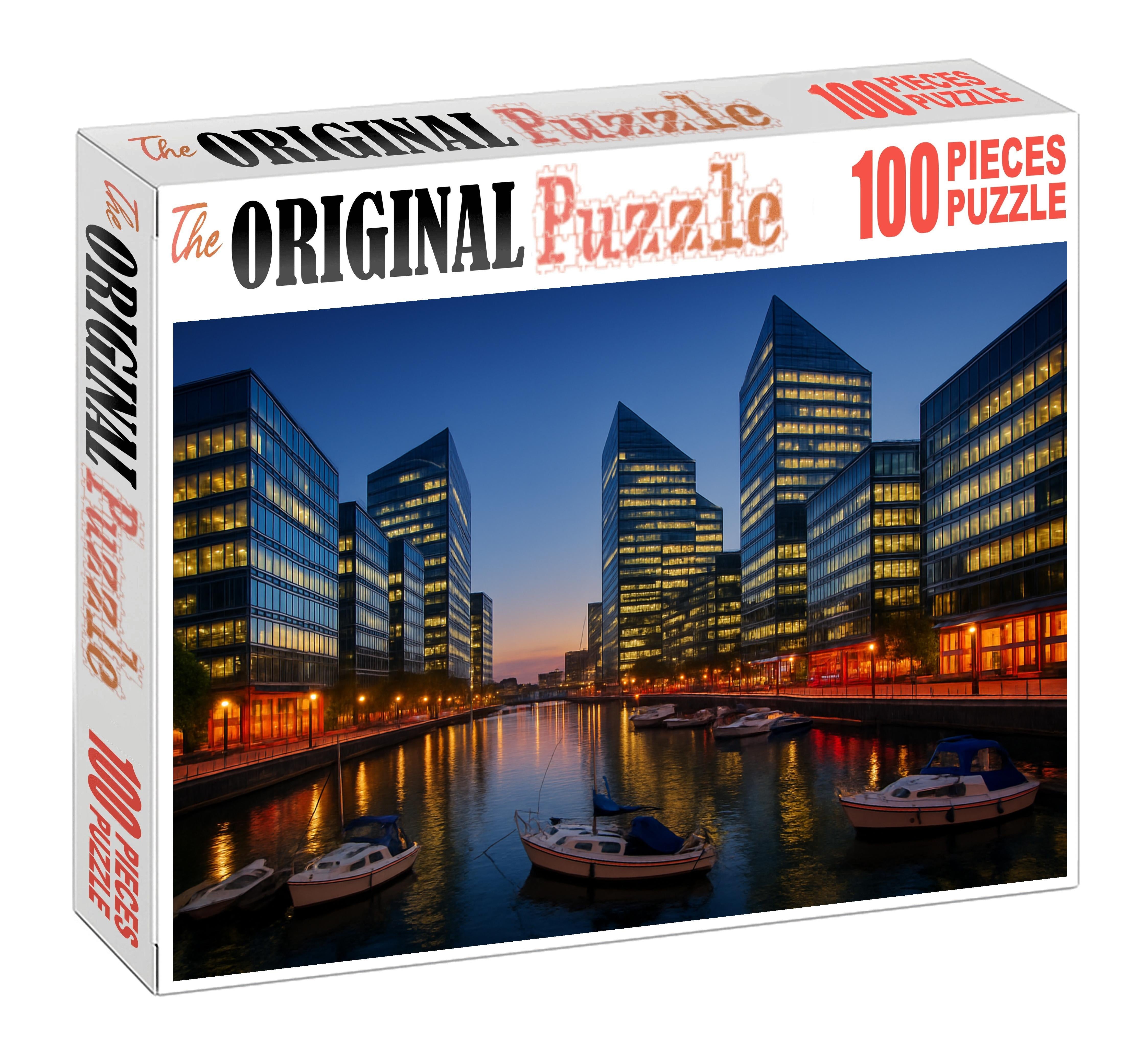 Melbourne Docklands Skyline Emerging Urban Waterfront With Contemporary Silhouettes Wooden Jigsaw Puzzle puzzle