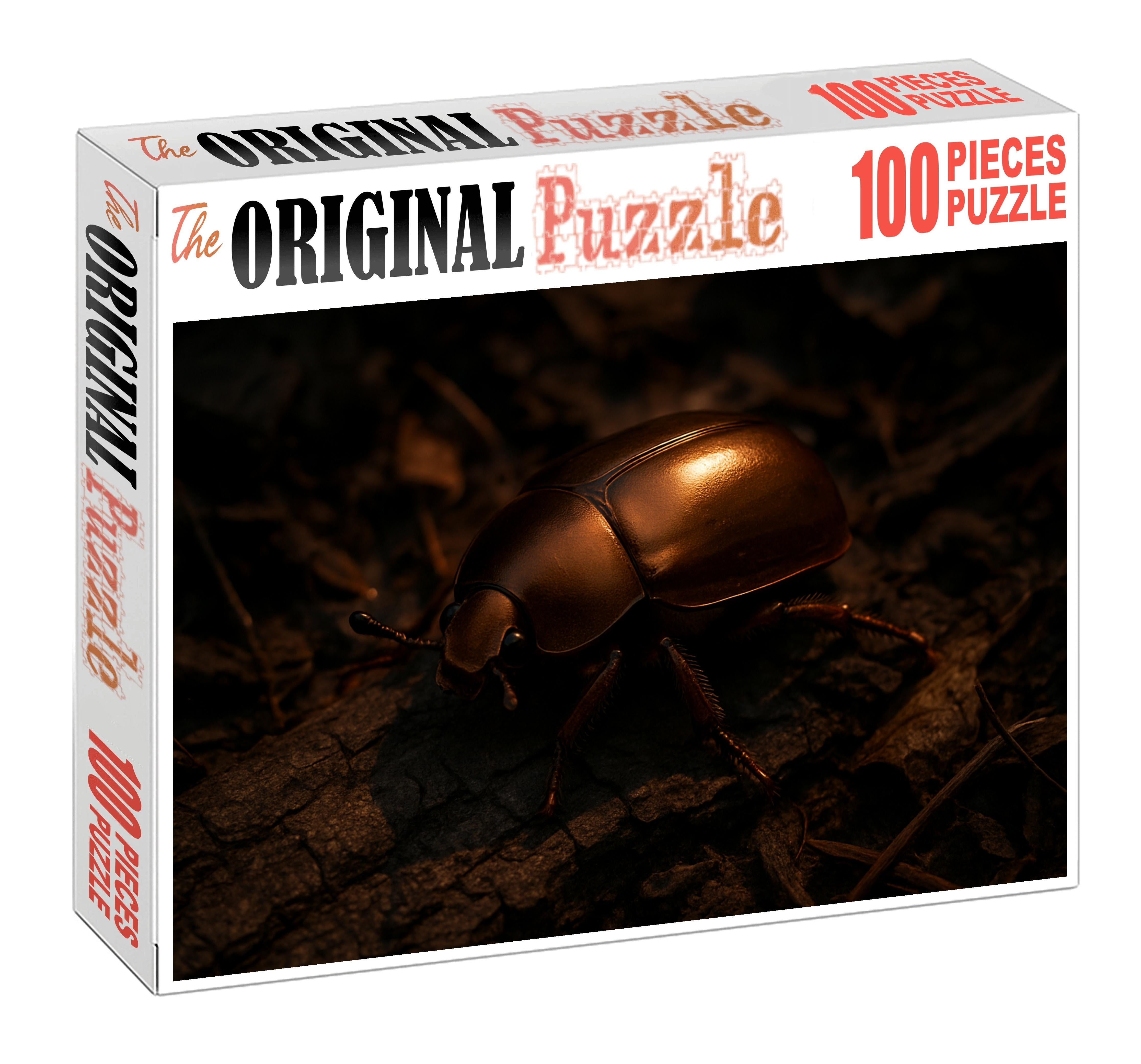 Burnished Ironclad Beetle Armored Insect With Metallic Bronze Shell Puzzle Fun