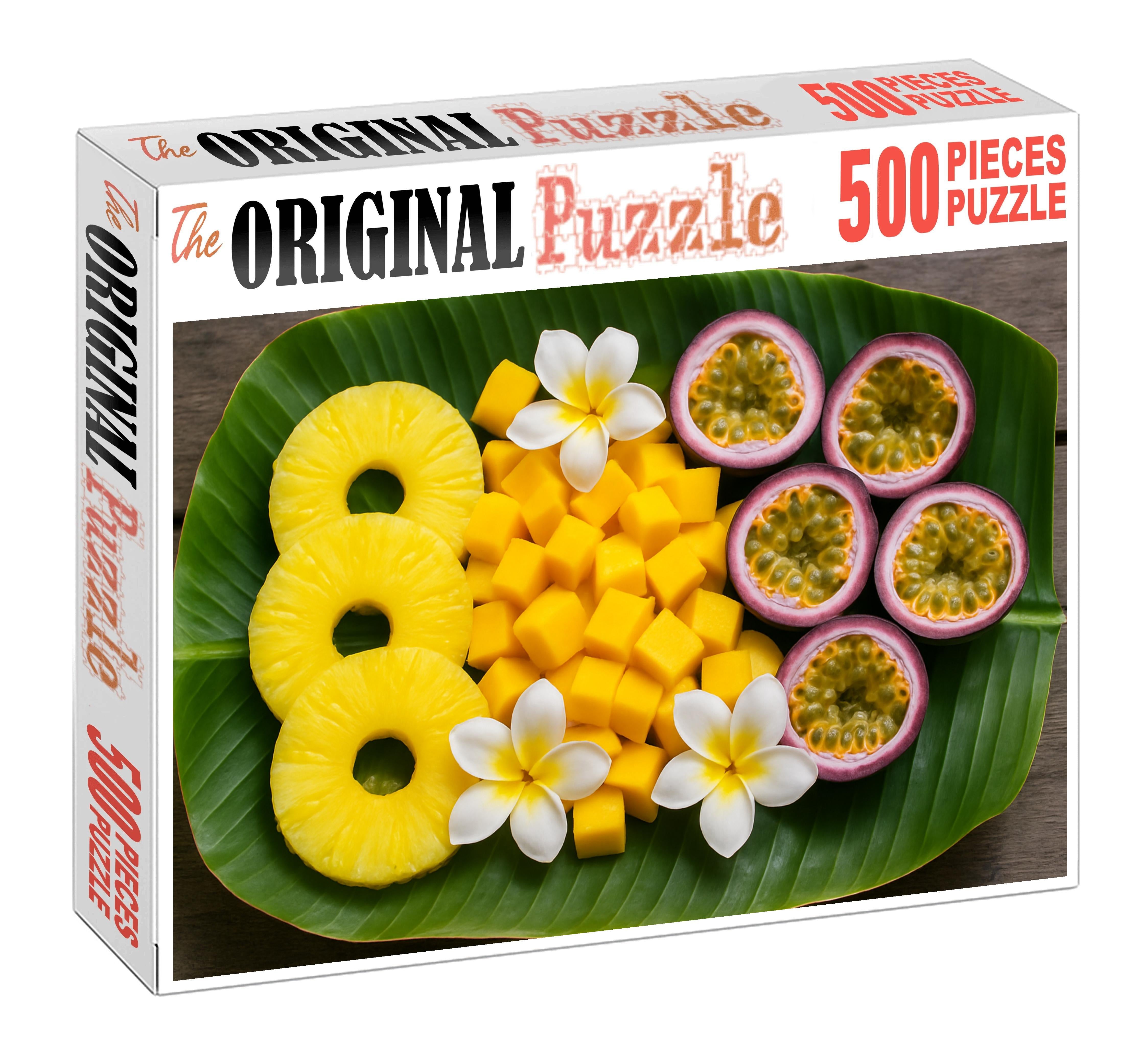 Tropical Lagoon Pineapple Rings Mango Cubes And Passion Fruit Halves Premium Puzzle Pieces