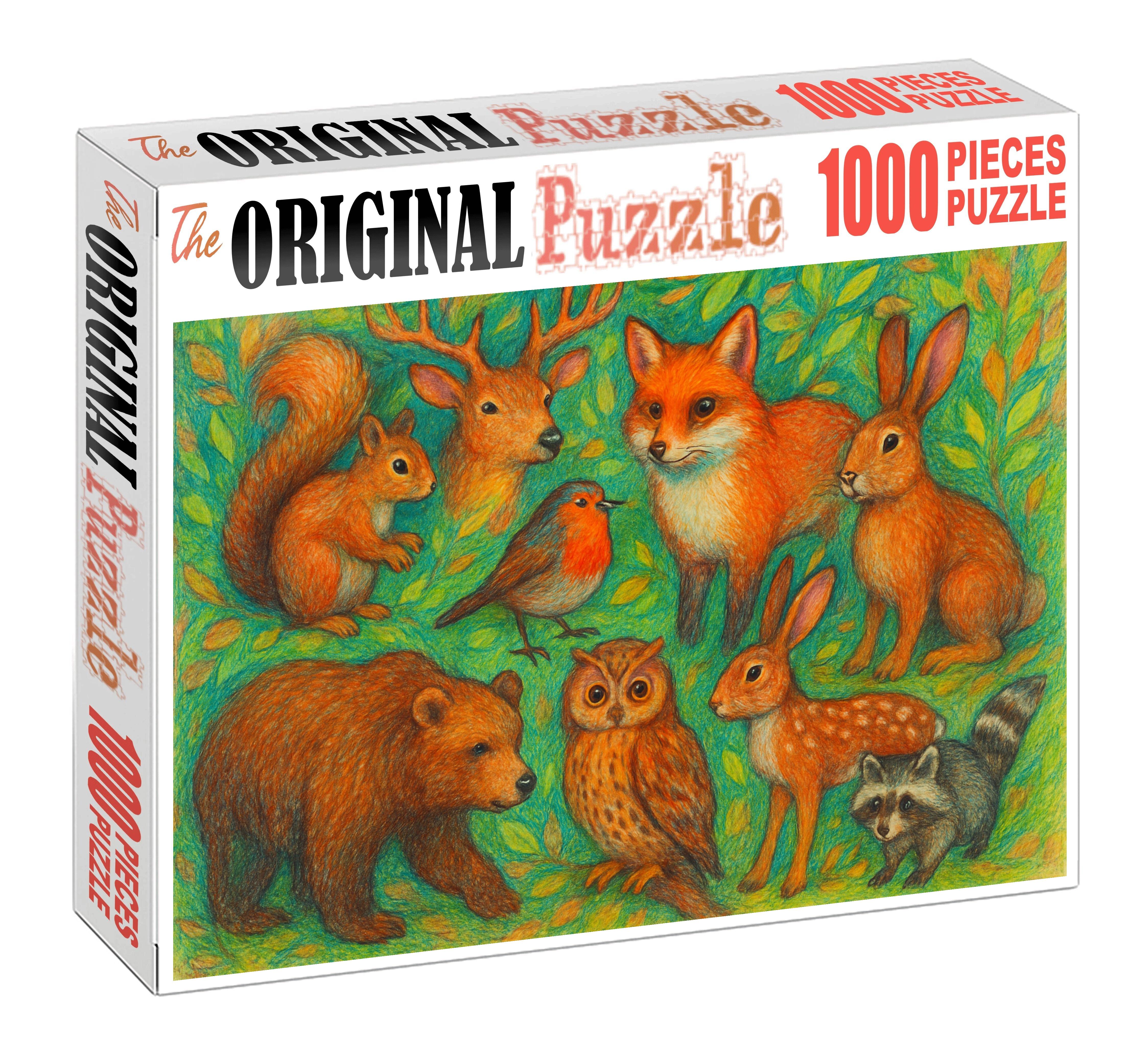 Whimsical Forest Creatures Colored Pencil Character Studies Premium Puzzle Pieces