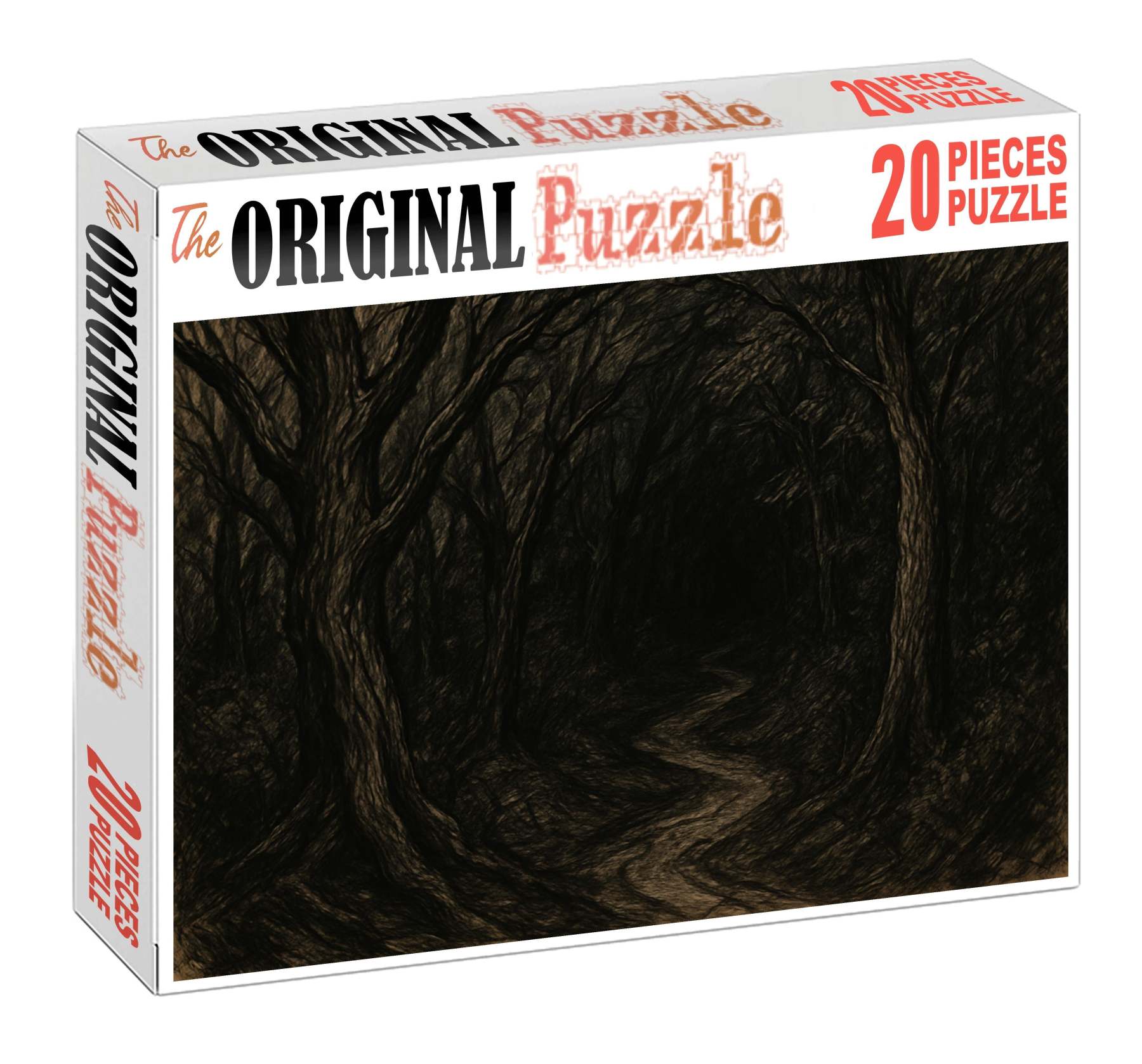 Fantasy Forest Path Expressive Ink And Brush Illustration Of Twisted Trees Puzzle Collection