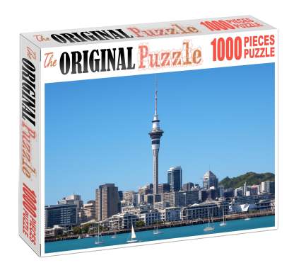 Auckland Waterfront Skyline New Zealands Leading Harbor City Silhouette 300 Piece Puzzle