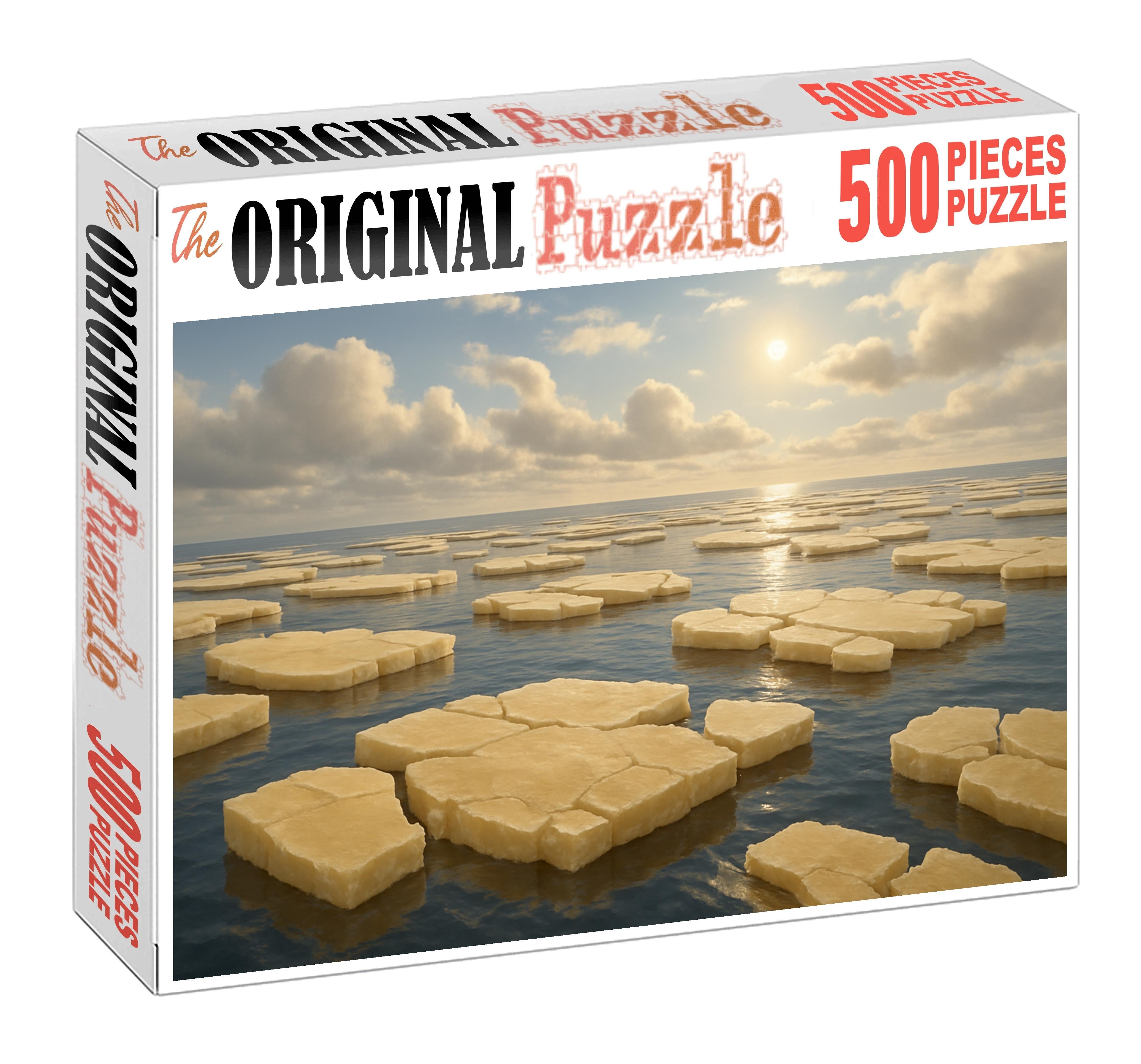 Amber Ice Shelf Edge Fragmented Floes Under Pale Arctic Light 50 Piece Puzzle