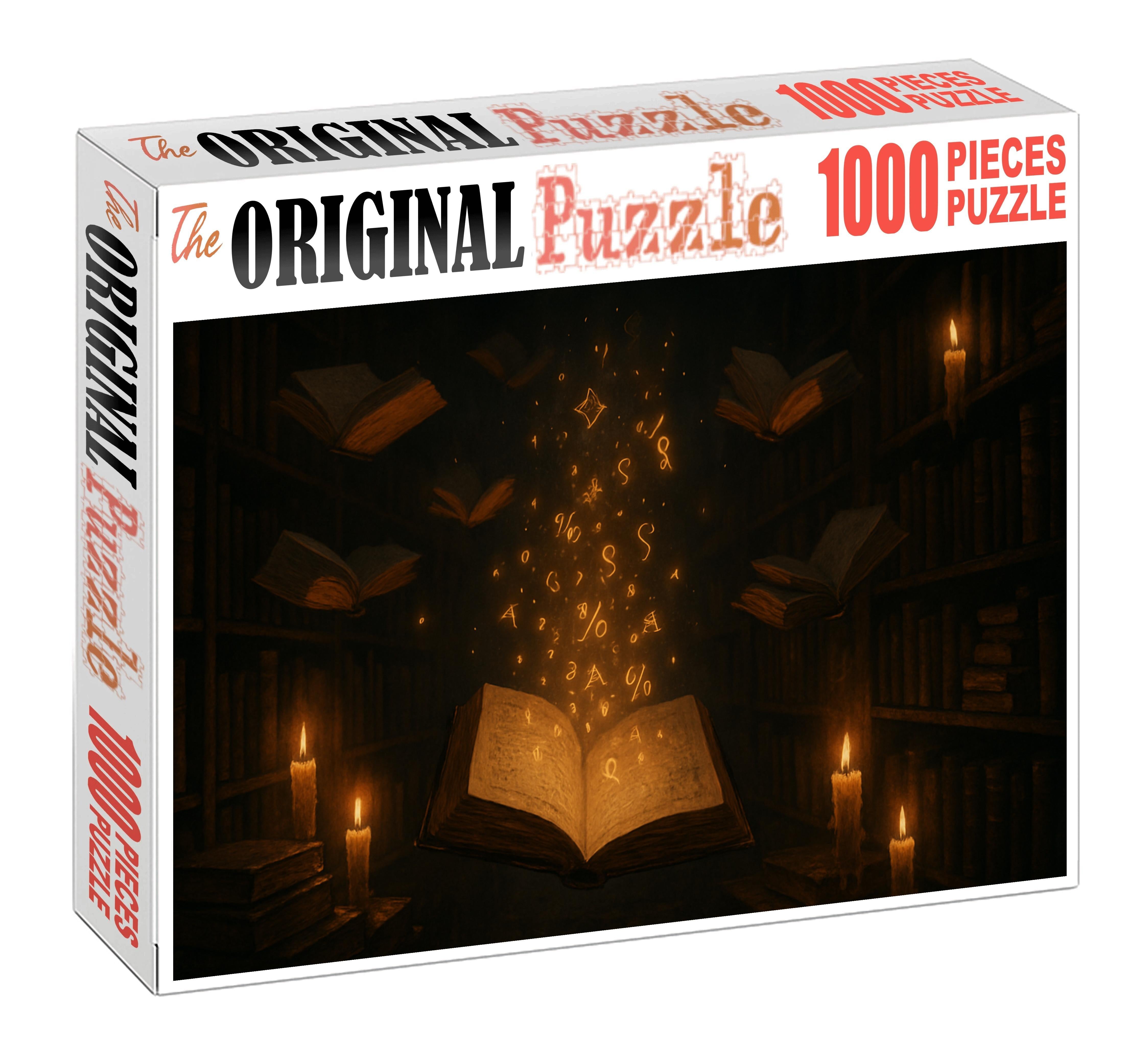 The Candlelit Library Of Floating Books Custom Jigsaw Puzzle