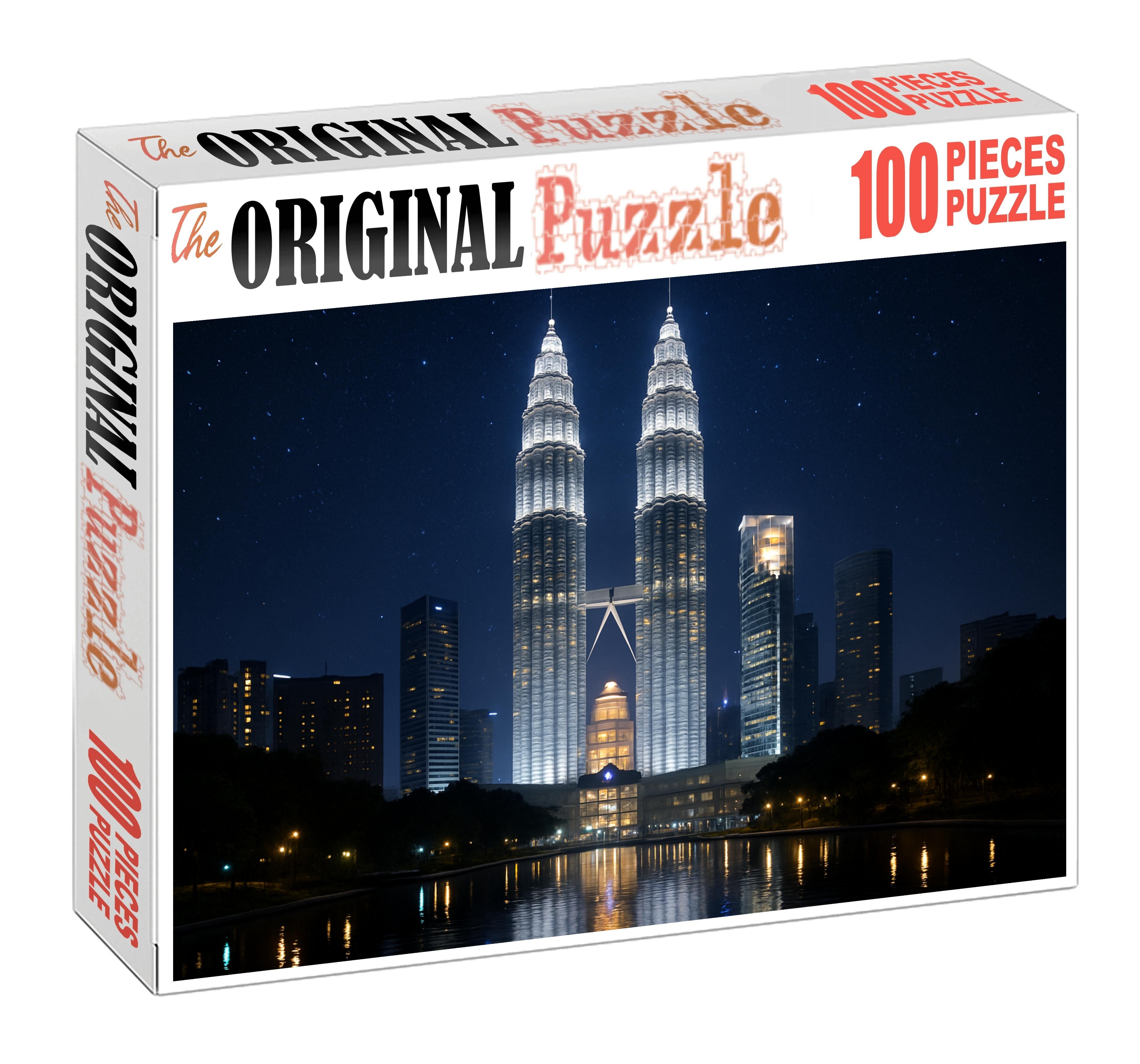 Petronas Towers Rising In Kuala Lumpur Malaysia Identified By 6905 Globally As Twin Pinnacles Of Modern Engineering 20 Piece Puzzle