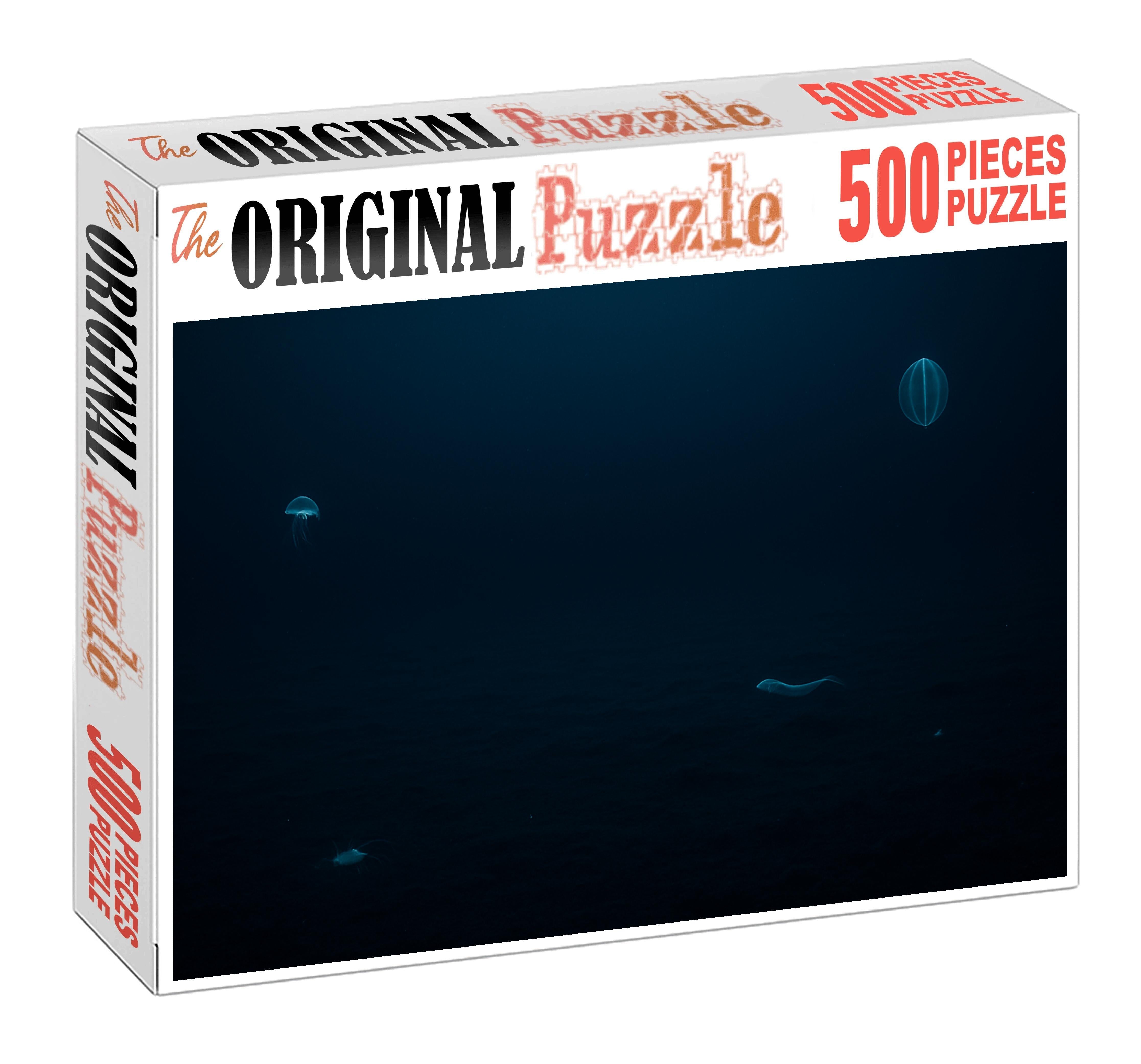 Abyssal Plain Silence Endless Dark Depths Under A Faint Blue Glow 20 Piece Puzzle