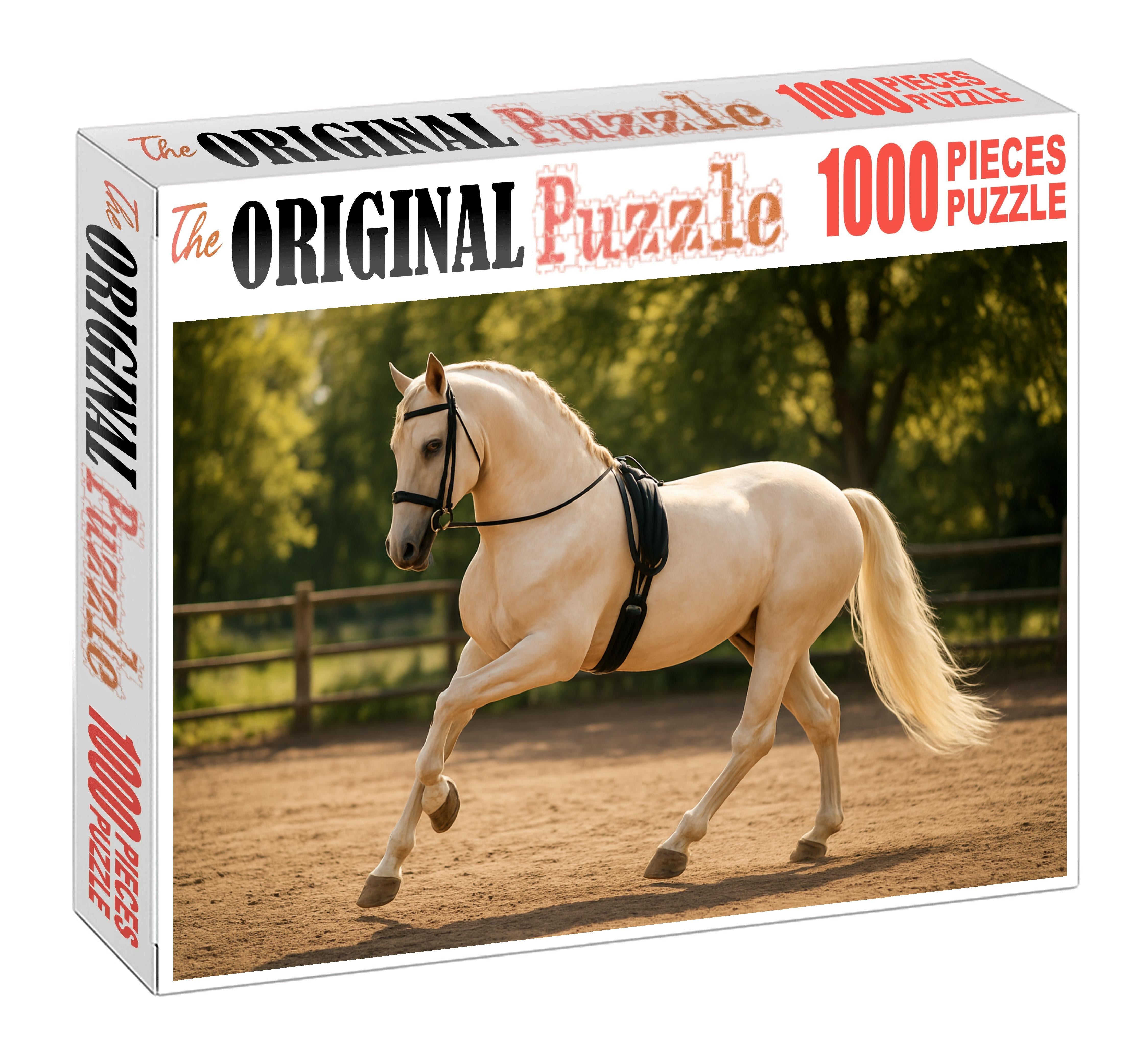 Golden Mist Elegant Cream Champagne Mare With Supple Dressage Movements Puzzle For Kids