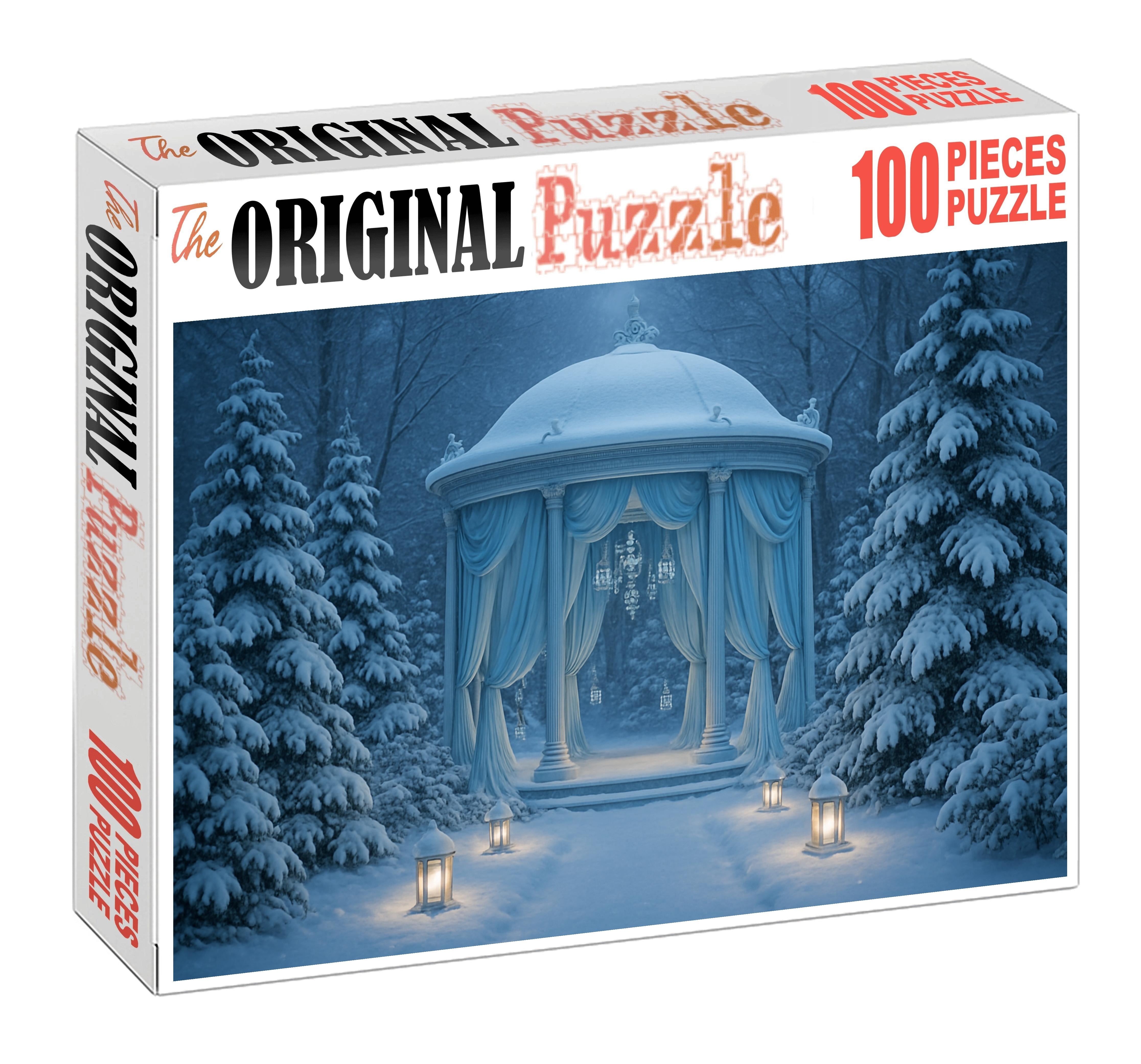 Crystal Frost Pavilion Icy Blue Elegance In A Winter Garden 20 Piece Puzzle