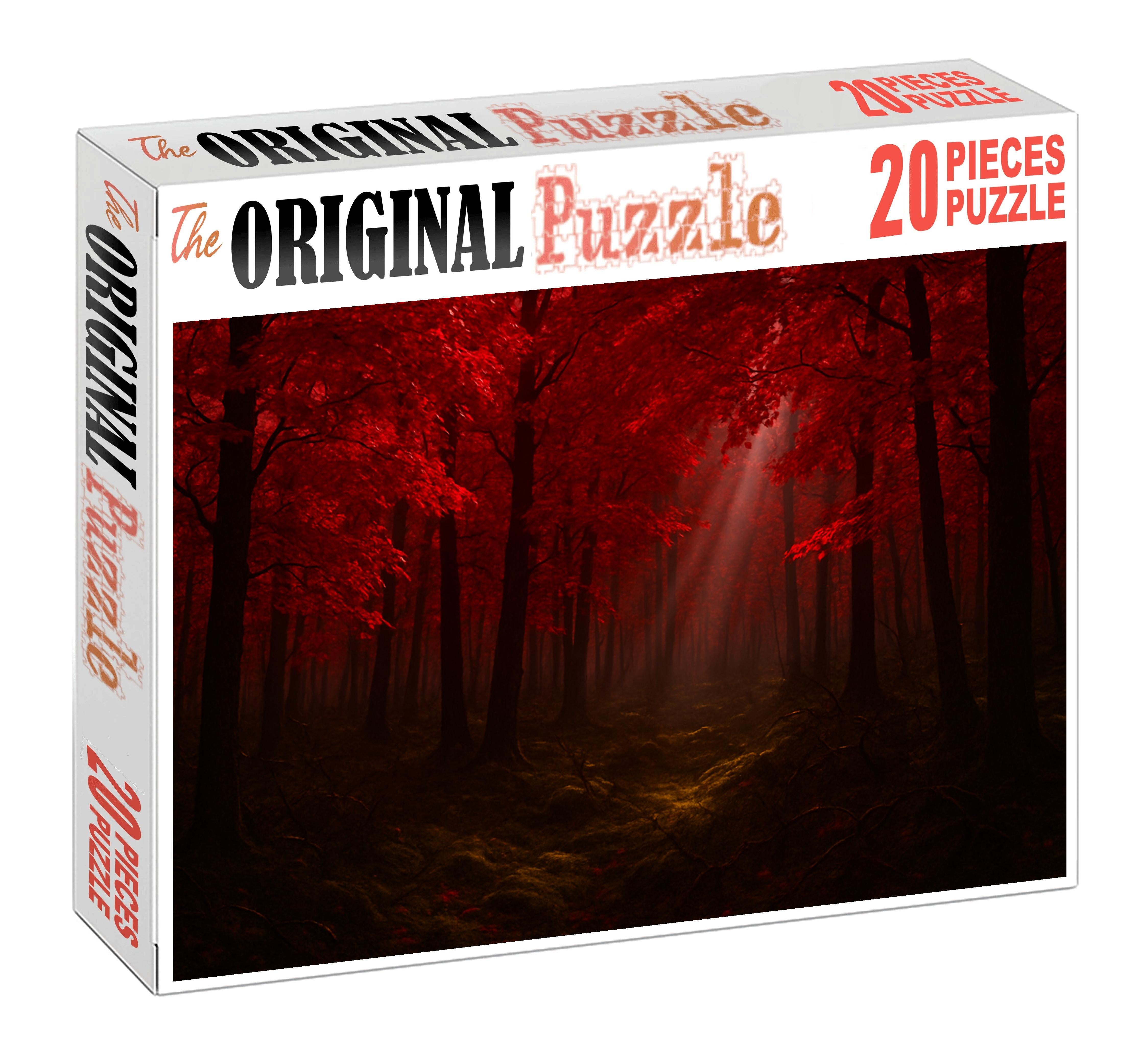 Shadowed Thicket Of Crimson Leaves Custom Jigsaw Puzzle