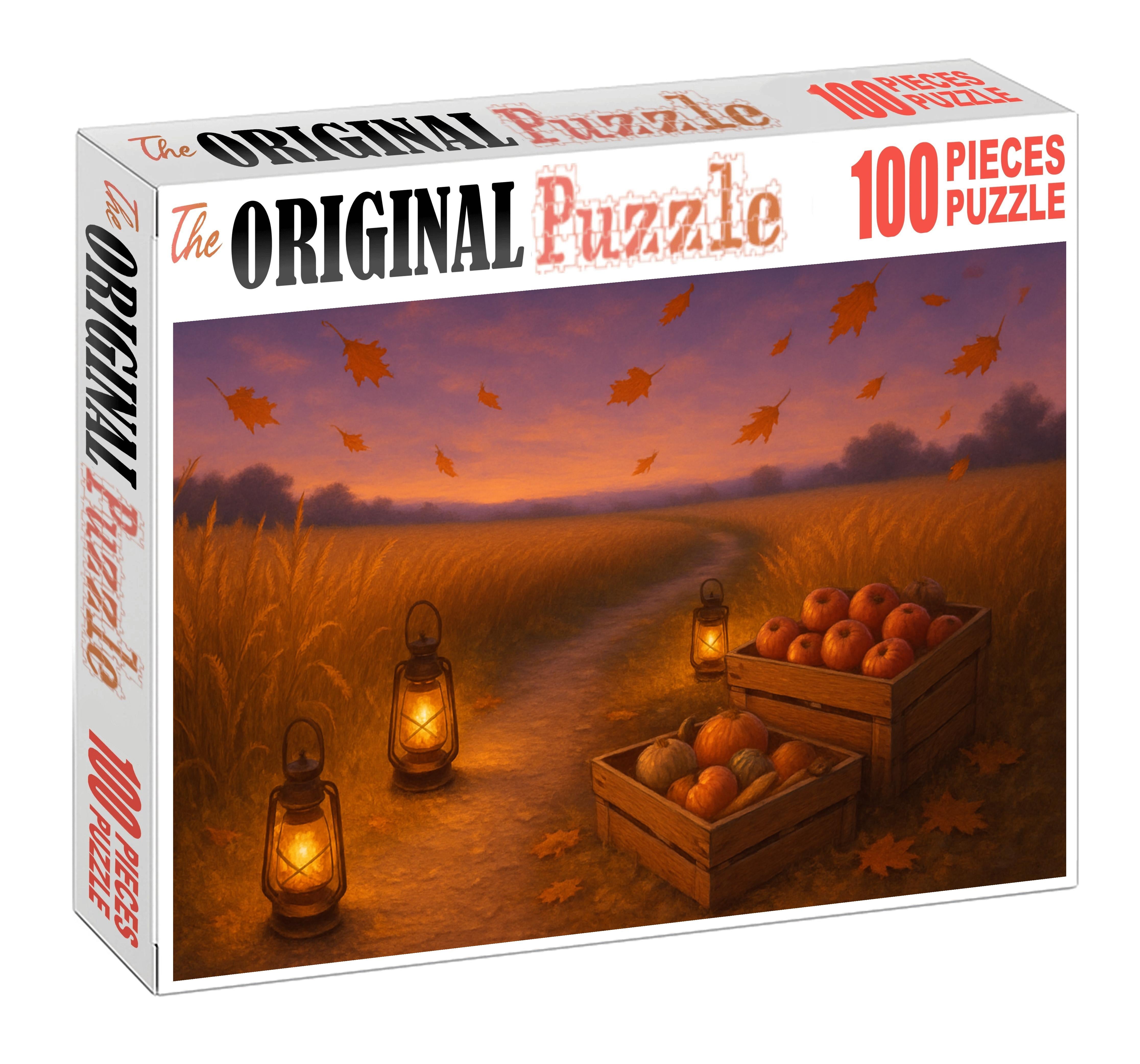 Golden Harvest Twilight Amber Fields And Lantern-lit Paths 20 Piece Puzzle