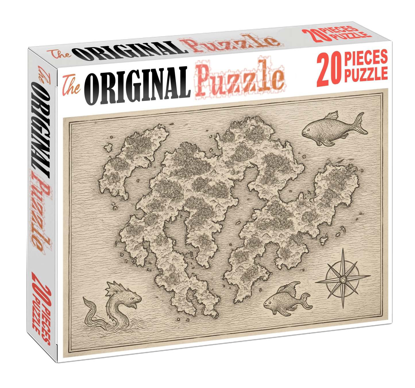 Fanciful Nautical Map Detailed Pen Illustration Of Imaginary Archipelago 20 Piece Puzzle