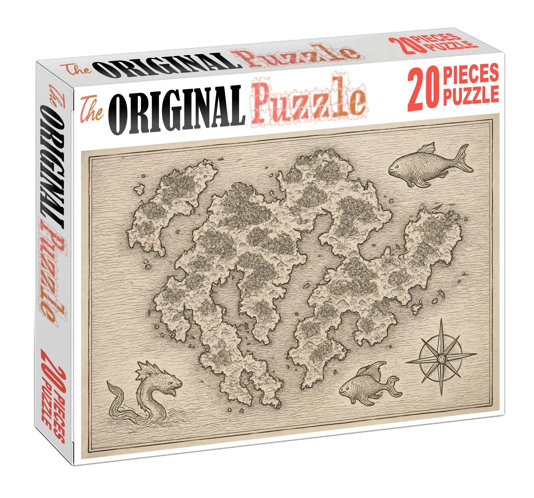 Fanciful Nautical Map Detailed Pen Illustration Of Imaginary Archipelago 20 Piece Puzzle
