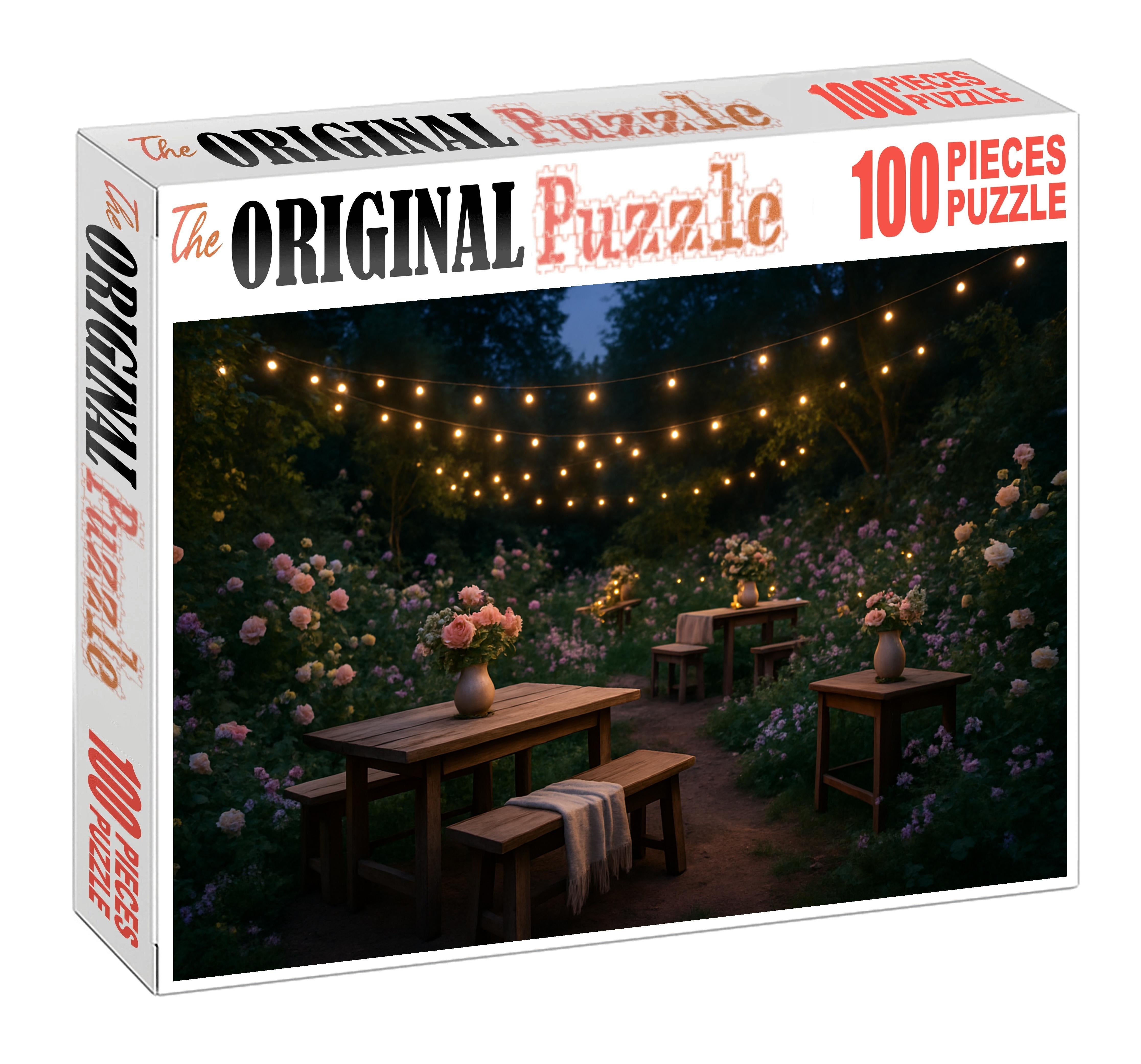 Midsummer Garden Serenade Twilight Blooms And Twinkling Fairy Lights 100 Piece Puzzle