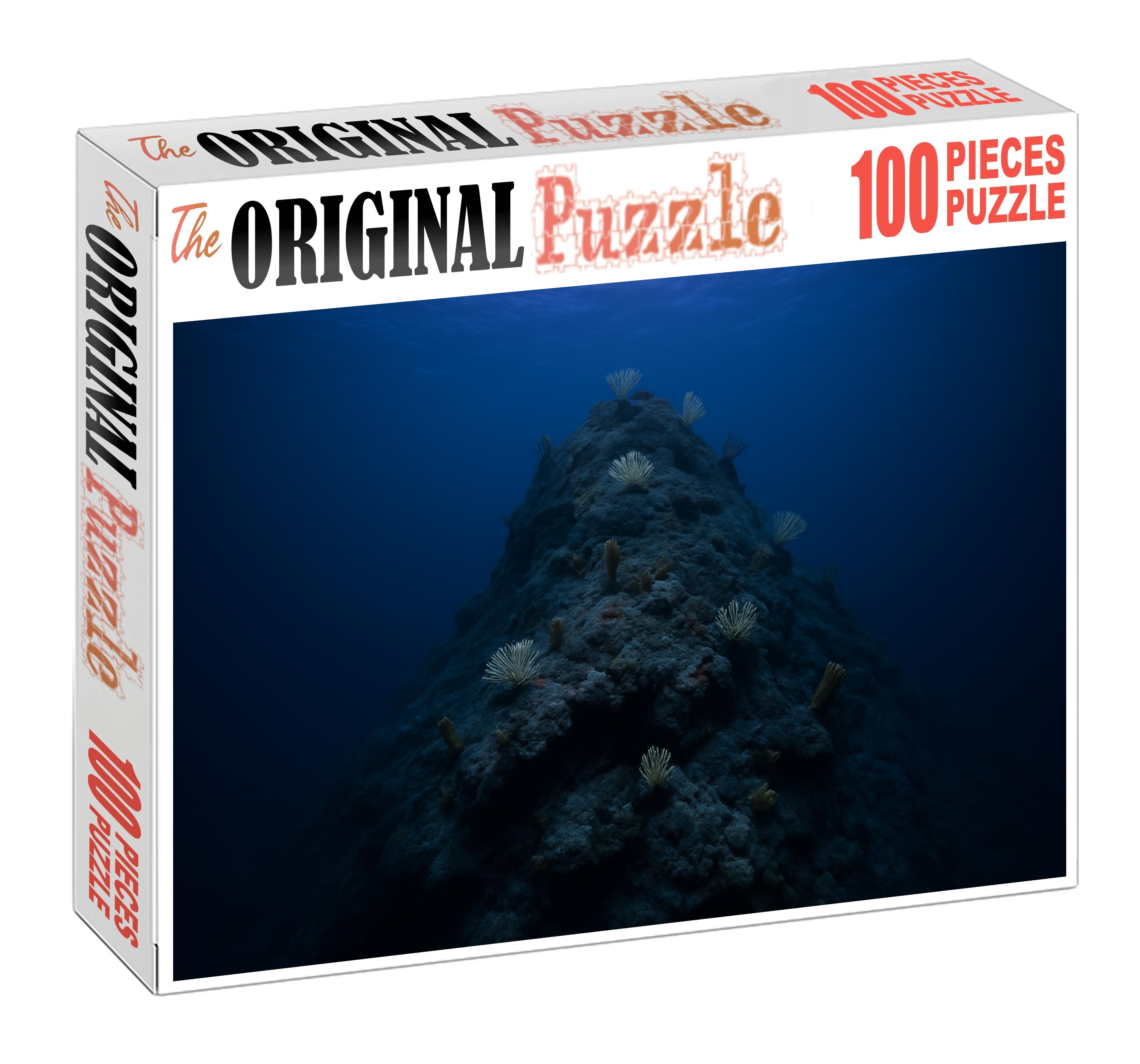 Seamount Twilight Rise Isolated Volcanic Peak Below Dim Blue Horizon 50 Piece Puzzle