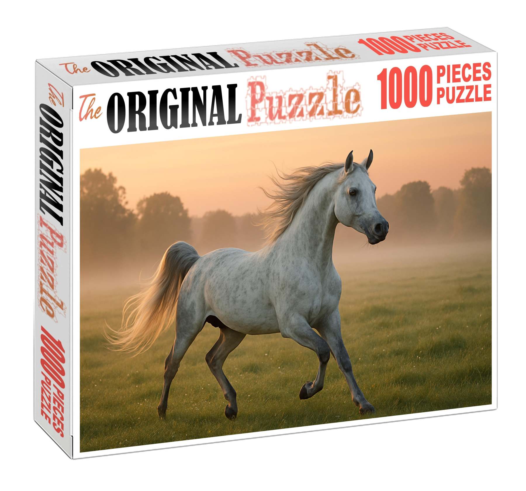 Silver Whisper Graceful Dapple Gray Arabian Stallion With Spirited Energy 50 Piece Puzzle