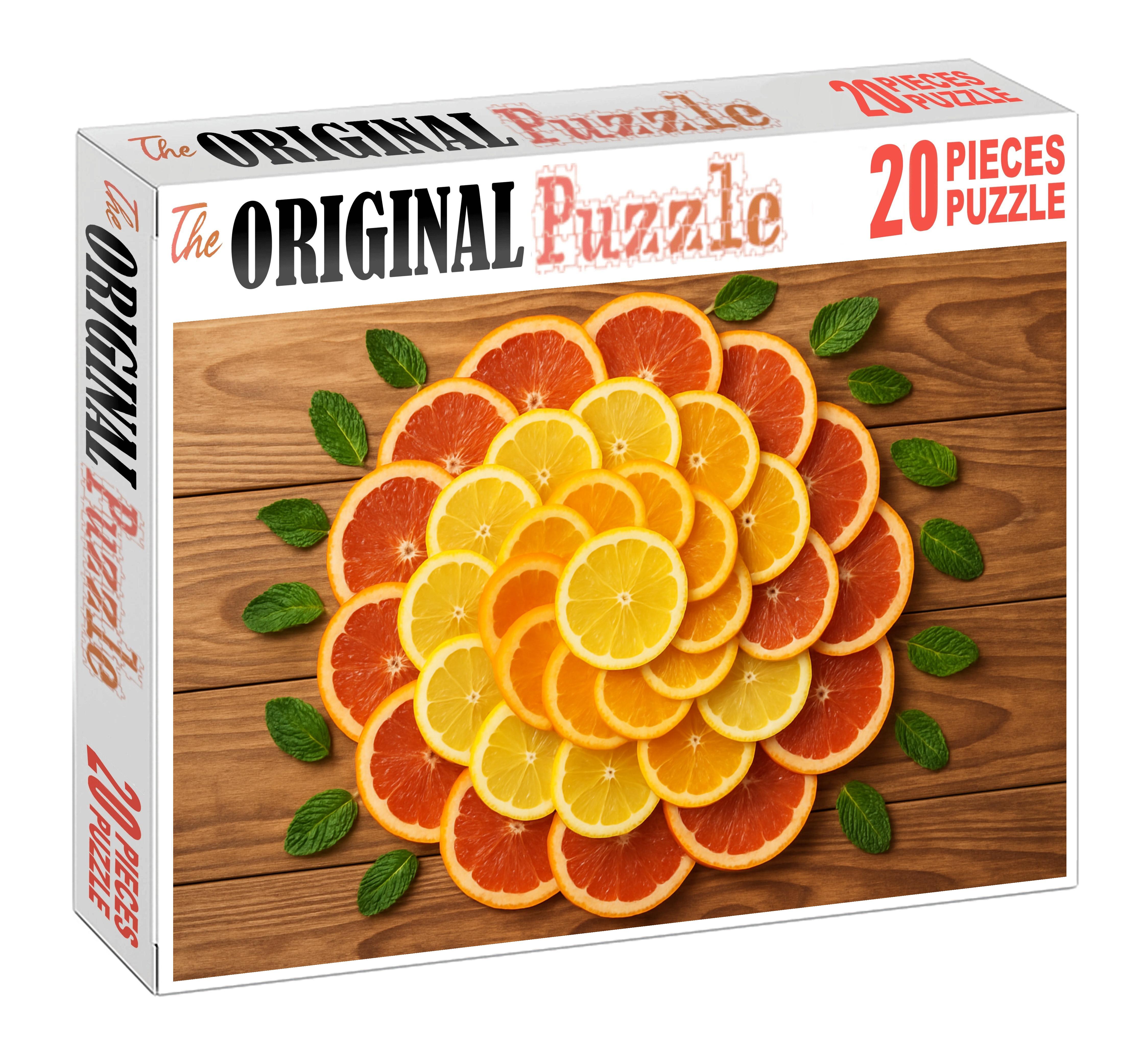 Sunset Citrus Spiral An Artful Array Of Sliced Oranges Lemons And Blood Oranges 1000 Piece Puzzle