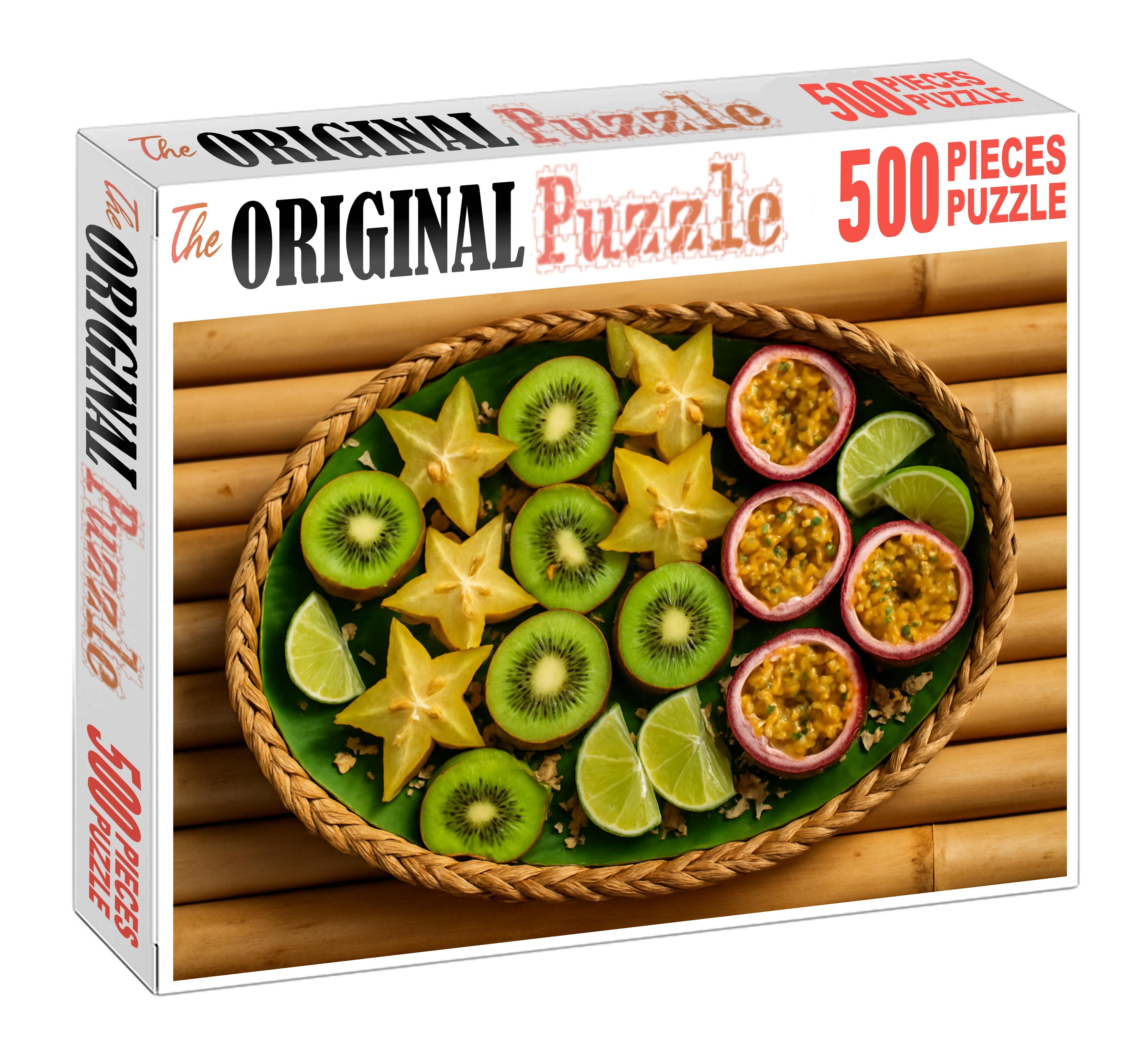 Exotic Fruit Fiesta Kiwi Halves Starfruit Slices And Passionfruit Bowls 20 Piece Puzzle