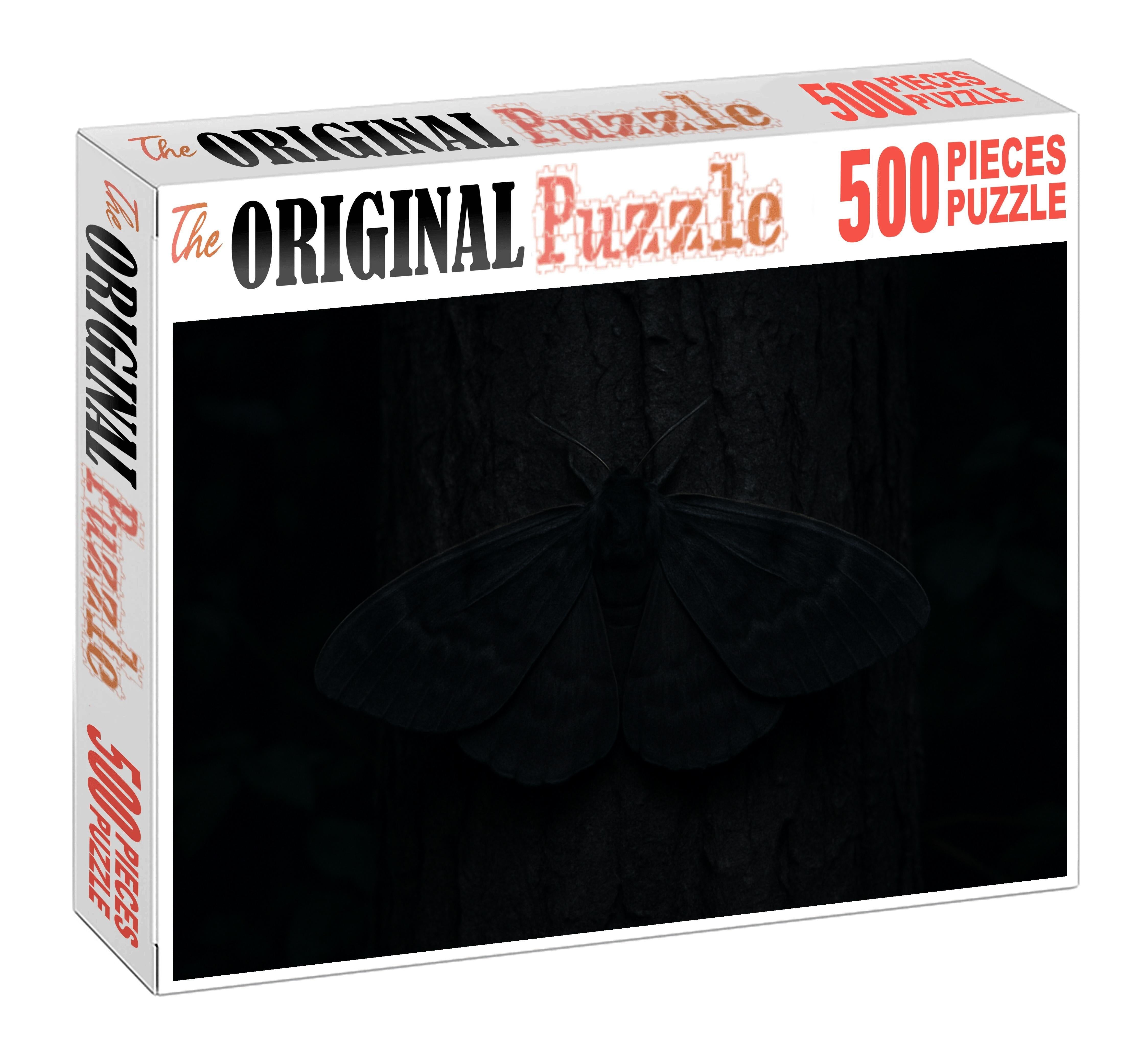 Shadow Veil Moth Large Moth With Smoky Black Wings And Subtle Patterning 100 Piece Puzzle