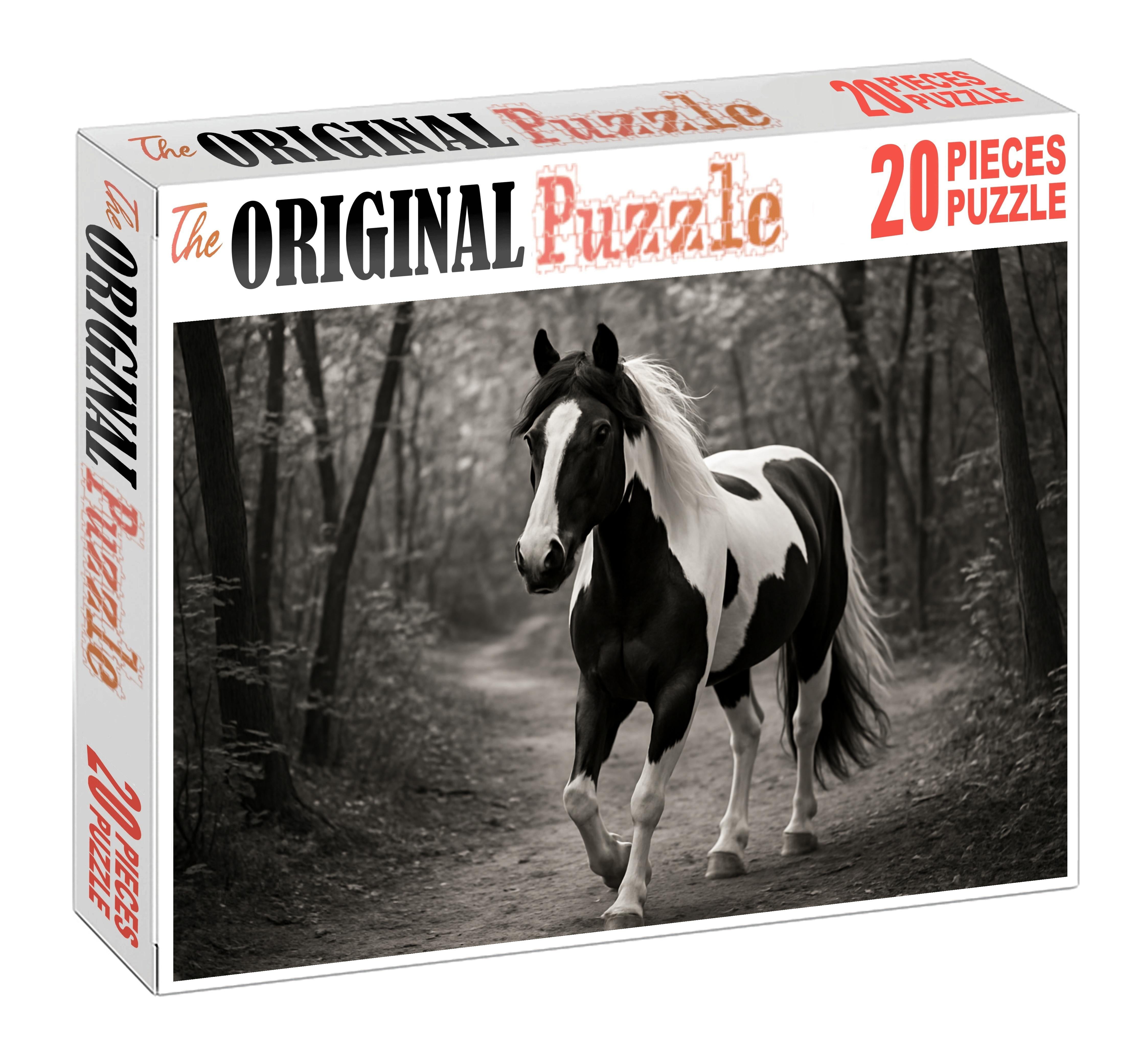 Shadow Veil Elegant Black And White Pinto Gaited Gelding 500 Piece Puzzle