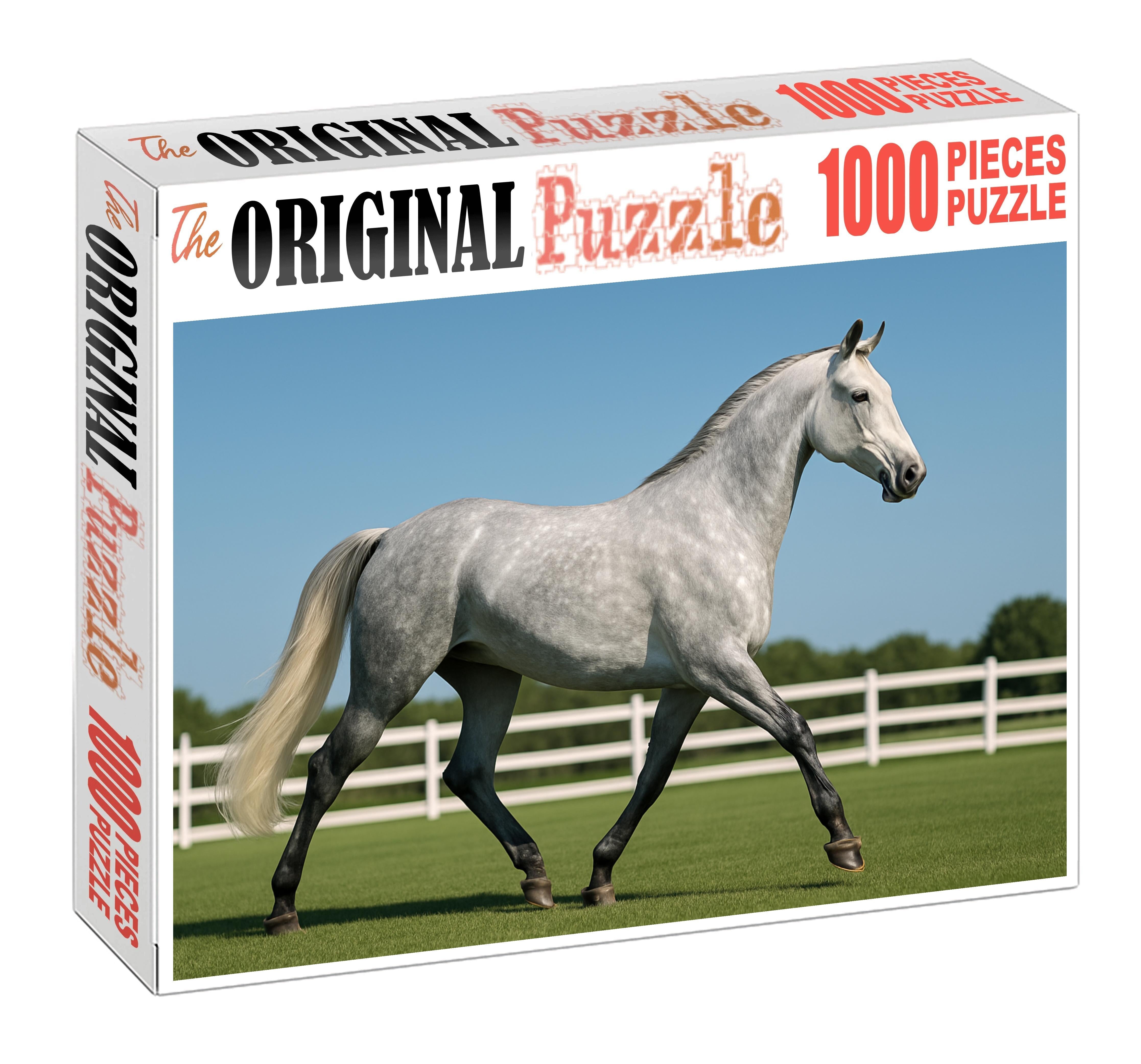 Frostline Whisper Icy Gray Gaited Mare With Floating Trot Puzzle Collection