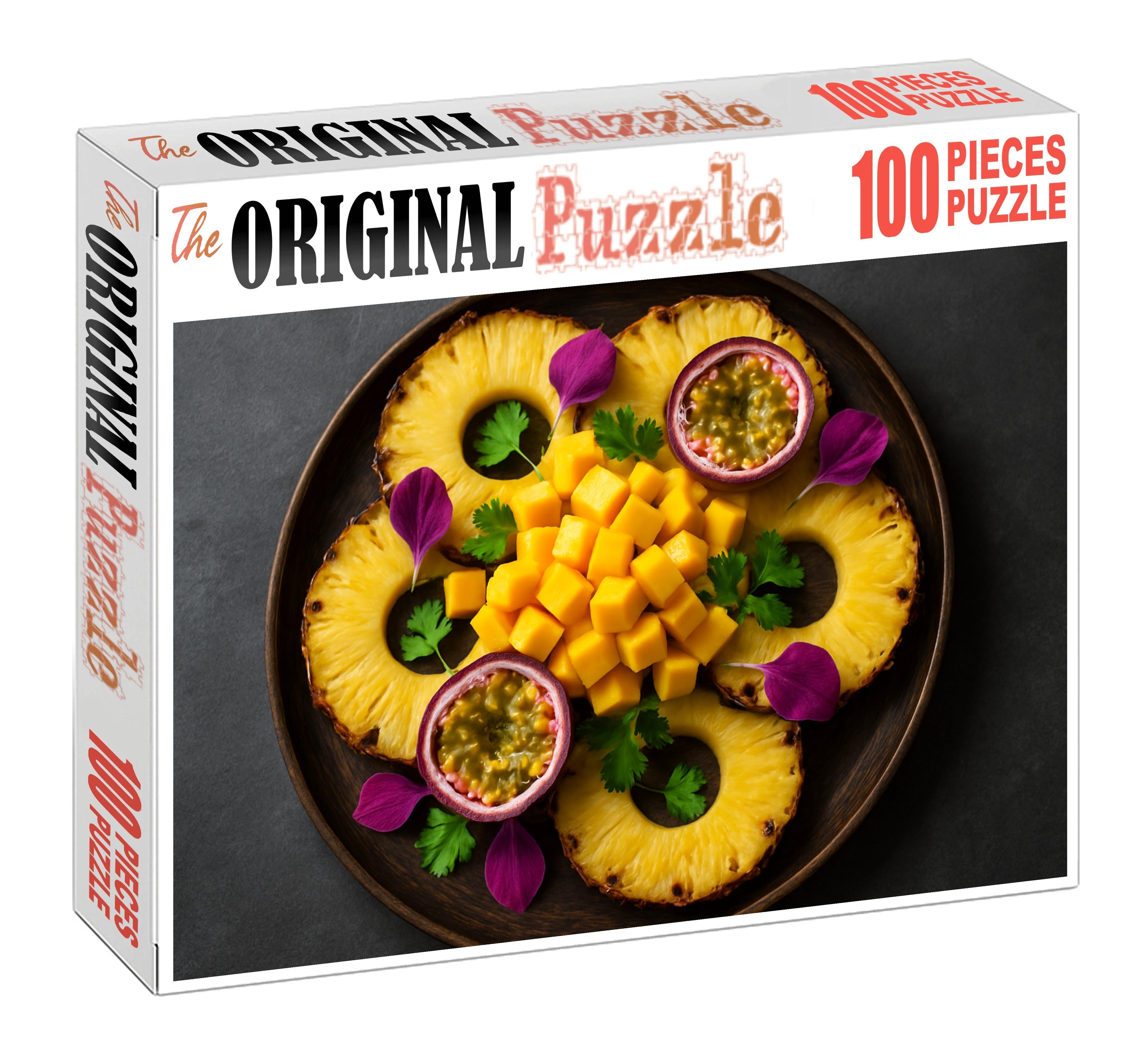 Tropical Reverie Pineapple Rings Mango Cubes And Passion Fruit Halves Premium Puzzle Pieces