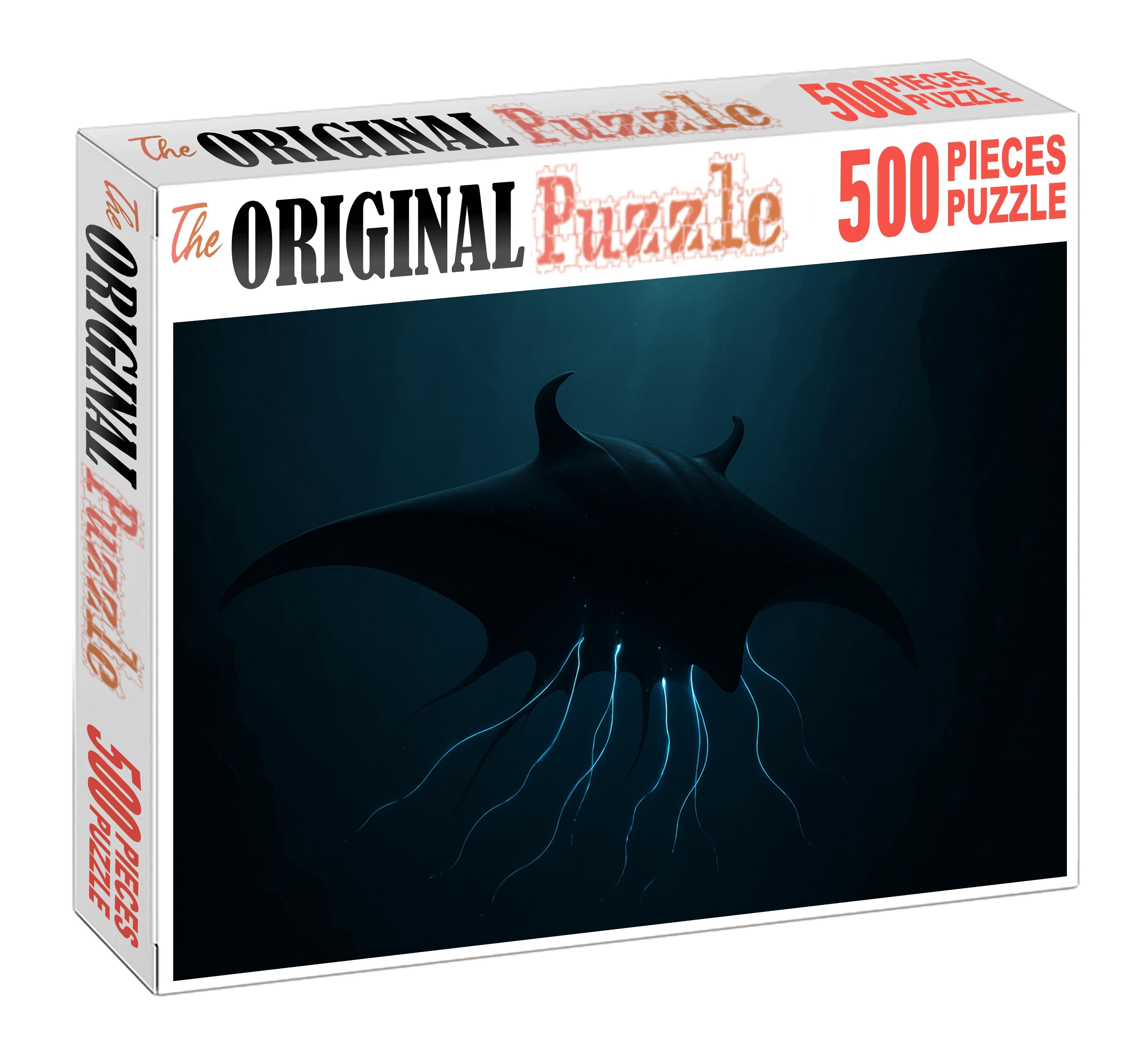 Obsidian Manta Abyssal Glider With Shadow Tendrils Premium Puzzle Pieces