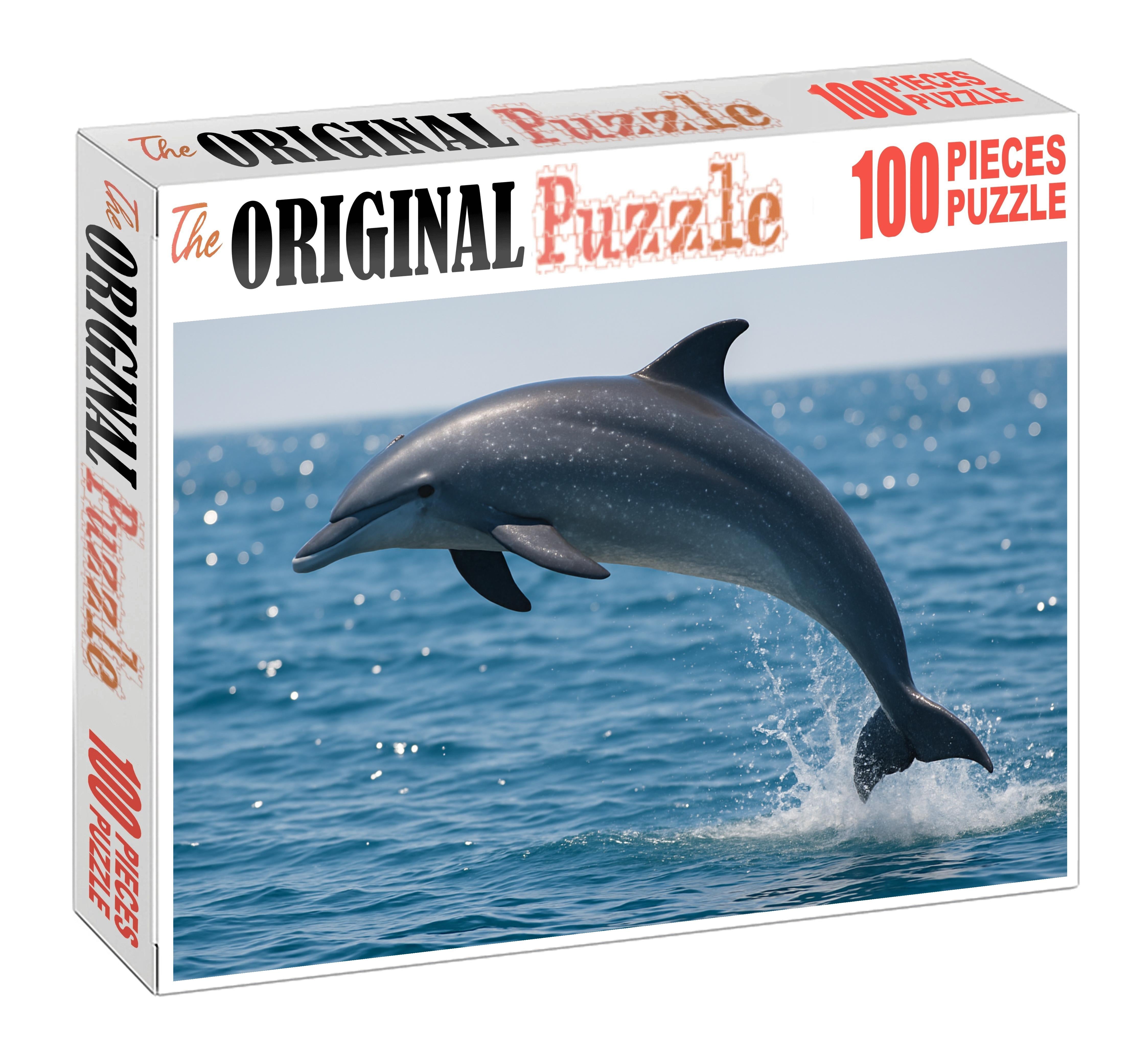 Silver-flecked Dolphin Agile Marine Mammal With Speckled Pattern Mini Puzzle